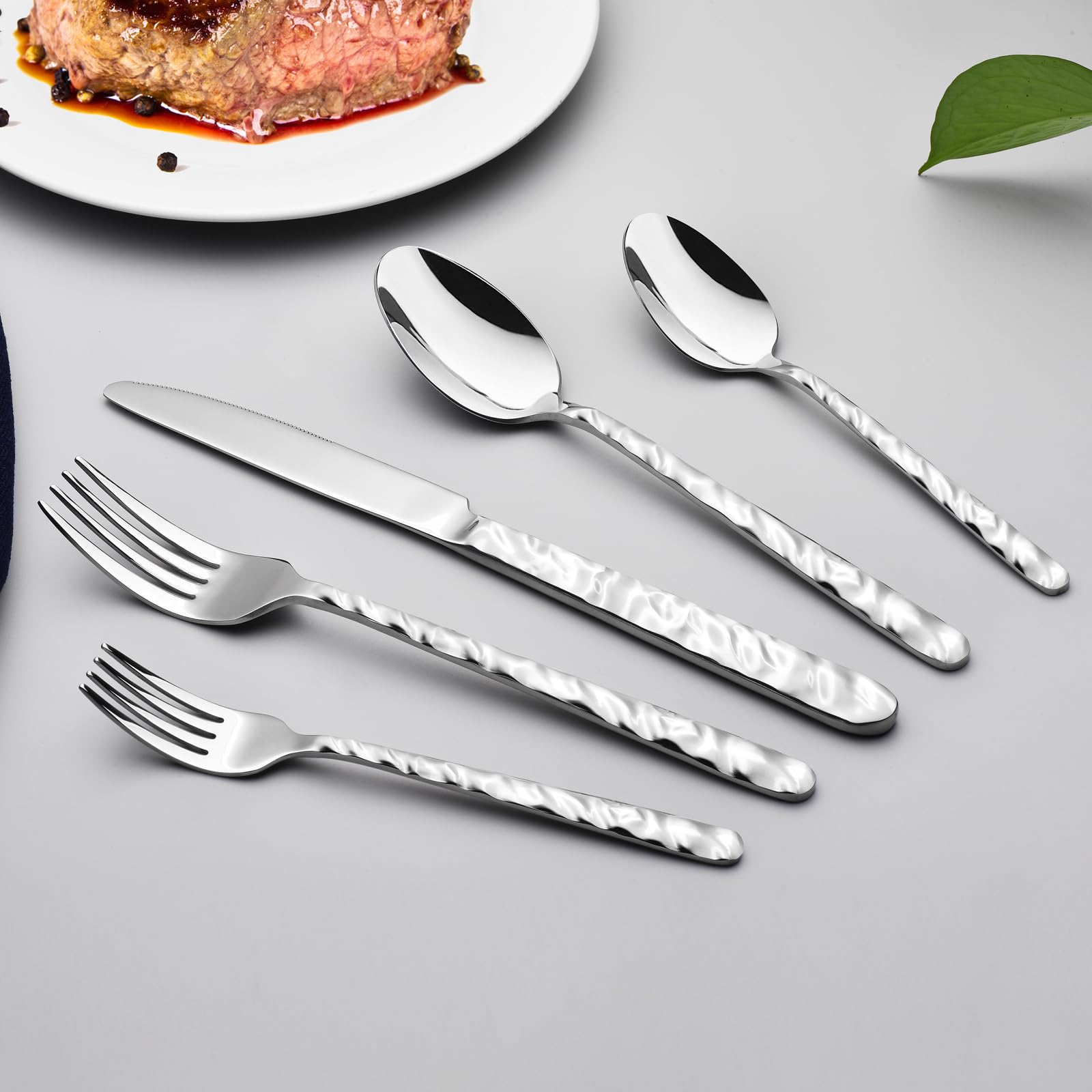 60 Piece Silverware Set for 12, Food-Grade Stainless Steel Utensils Set Includes Spoons Forks Knives, Durable Home Kitchen Eating Tableware Set,Modern Design & Mirror Polished - Dishwasher Safe