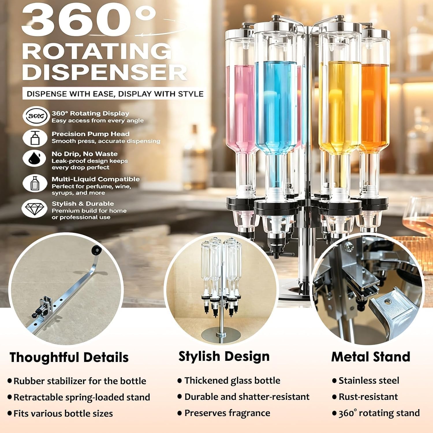Stazione di Ricarica Manuale da Tavolo per Profumi, Kit di Trasferimento per Dispenser di Liquidi per Profumi, Riempitore di Liquidi per Bar E Profumerie 375ml