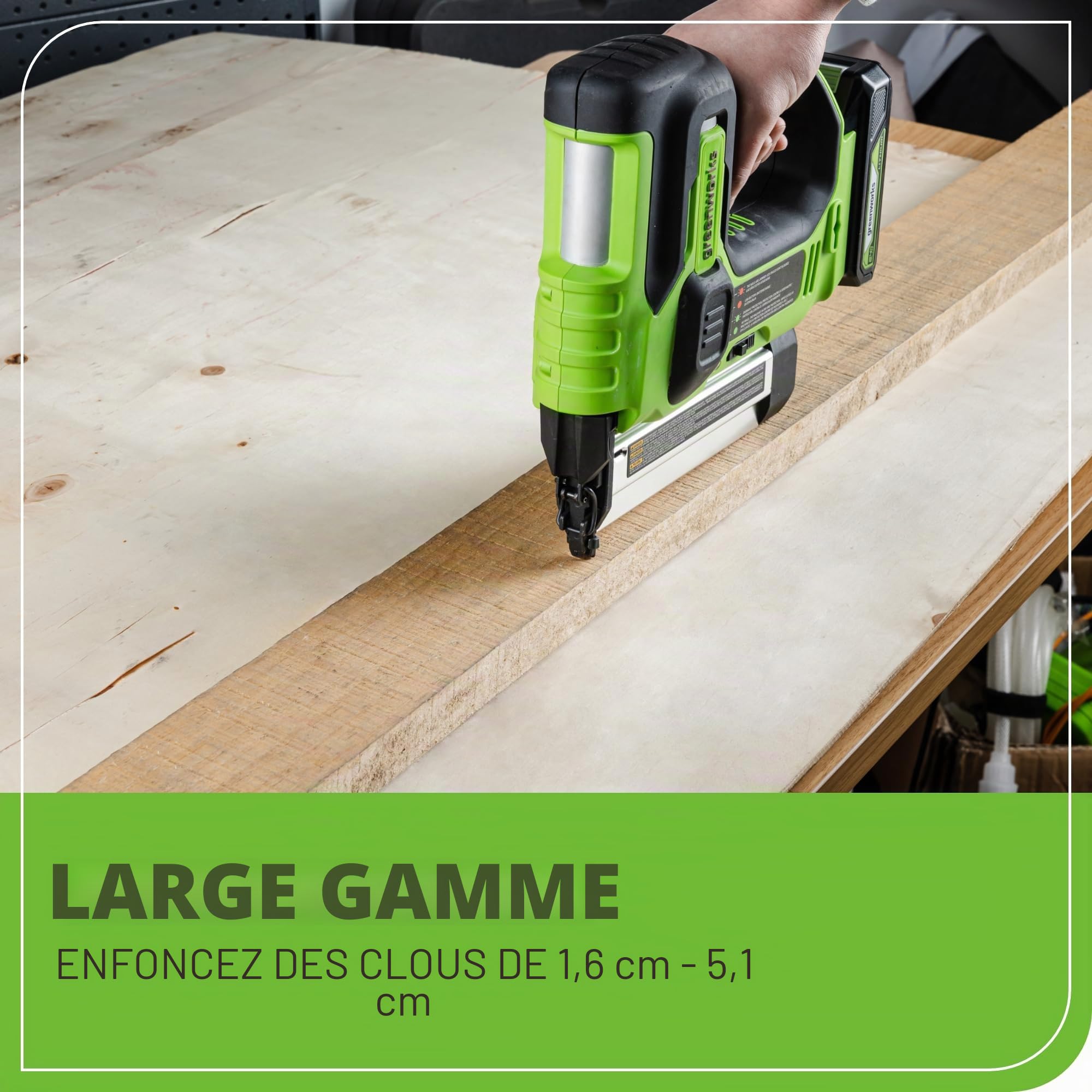 Greenworks Cloueuse Brad sans balais 24 V 18 GA - Agrafeuse sans fil, outil uniquement