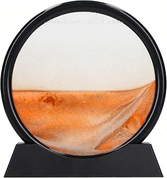 CYTGOUPER Moving Sand Art Picture 7 Inch,Desktop Sand Art with Flowing Deep Sea Sand Bubble Effect,Relaxing 3D Sandscape for Office Home Desk Decor,Calming Sand Art Liquid MotionYellow