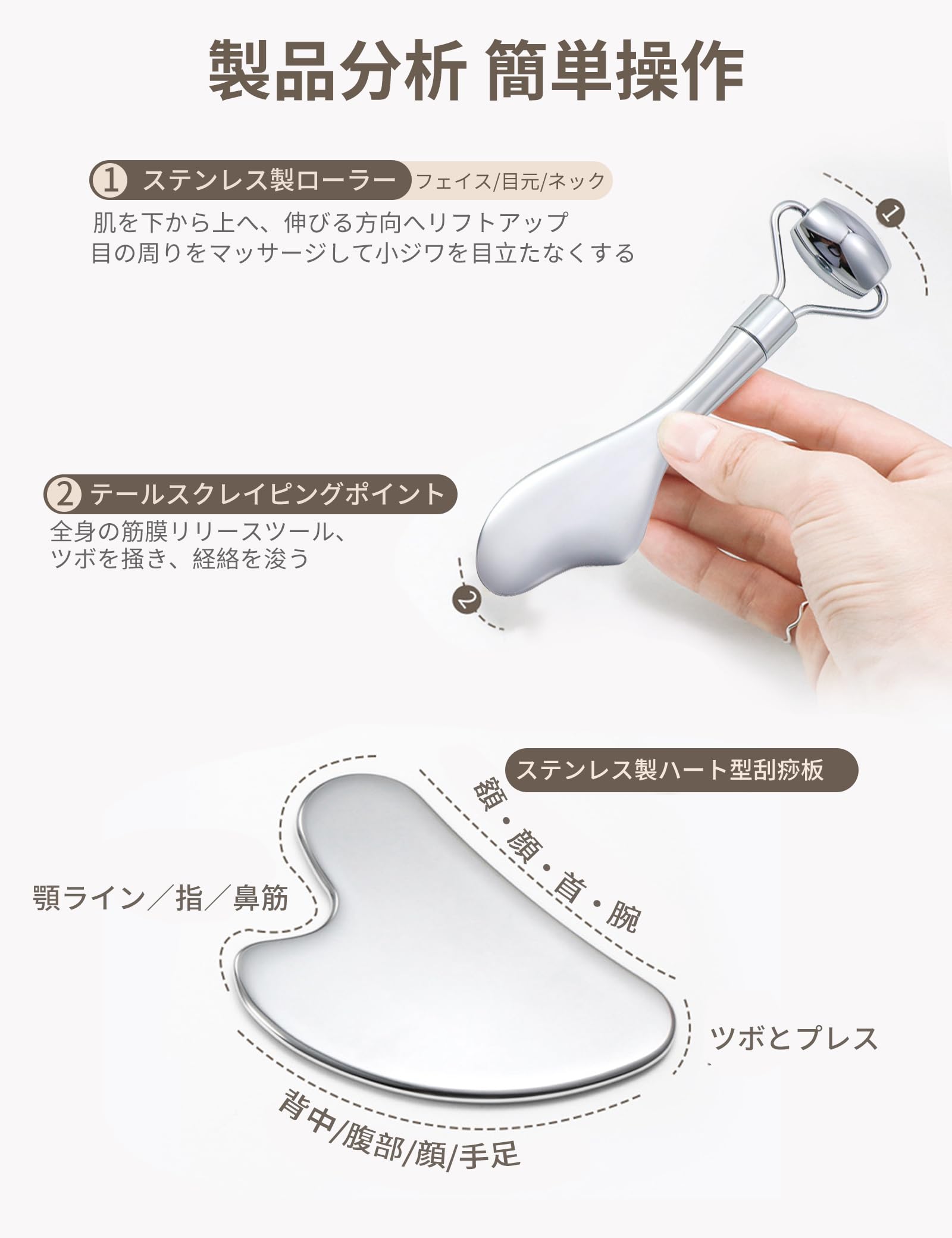 Amazon | aninako 美顔ローラー かっさプレート 筋膜リリースツール