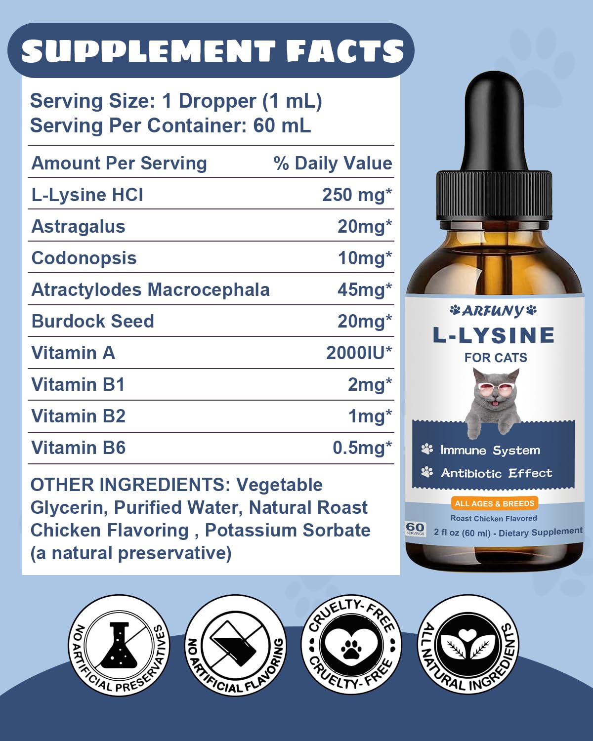SANTKOL L-Lysine for Cats, Cat Immune Support, Lysine for Cats, 60ML Drops for Respiratory Sneezing, Runny Nose, Eye Function - Image 4