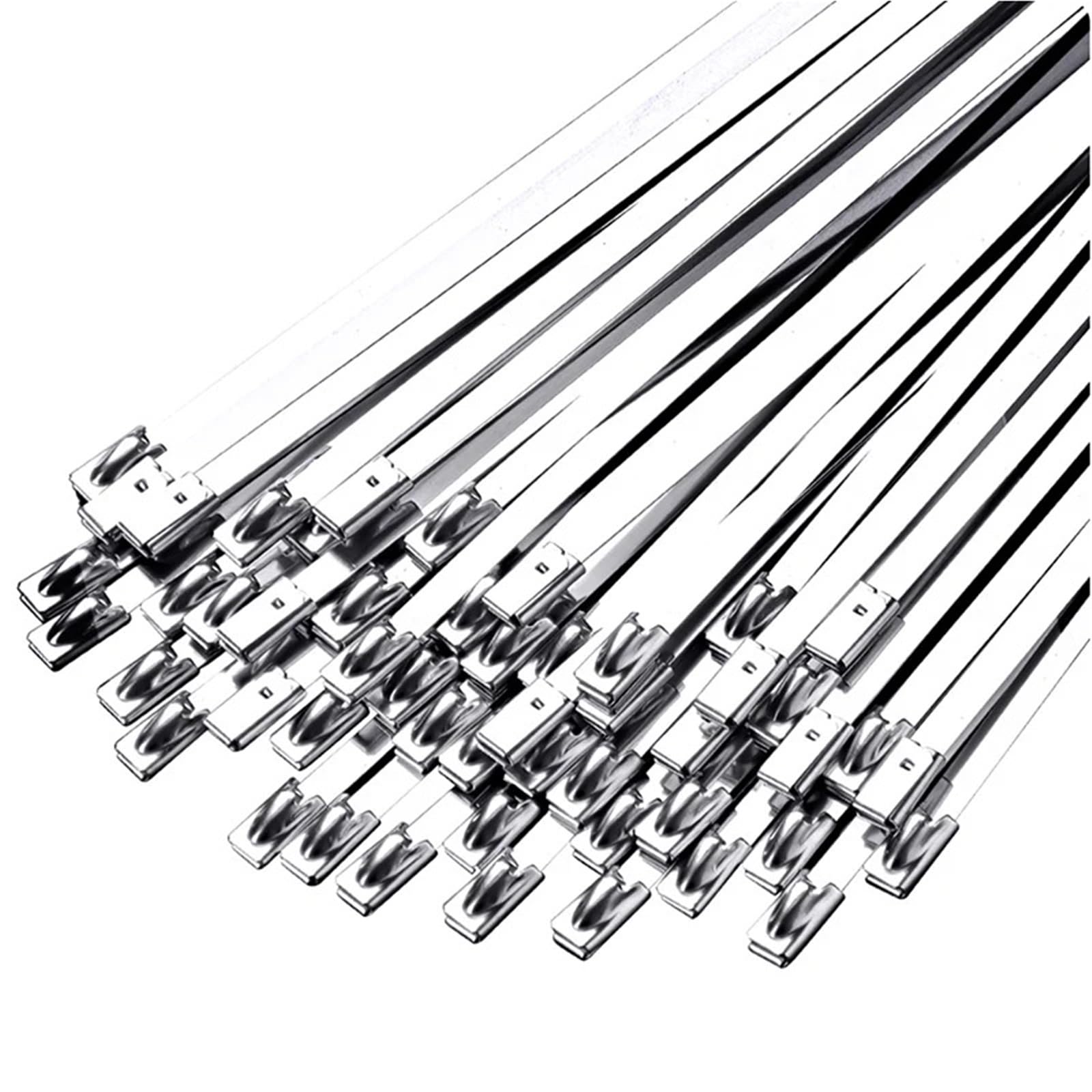 Ygsgjsp 7.9X400mm Stainless Steel Metal Cable Tie 7.9Mm Stainless Steel Cable Ties, Heavy Duty Self-Locking Metal Zip For Outdoor Tray Wiring(7.9X400mm)