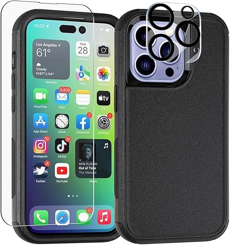 X-belmox Funda resistente para iPhone 14 Pro Max de 6.7 pulgadas, funda protectora militar resistente para iPhone 14 Pro Max con protector de