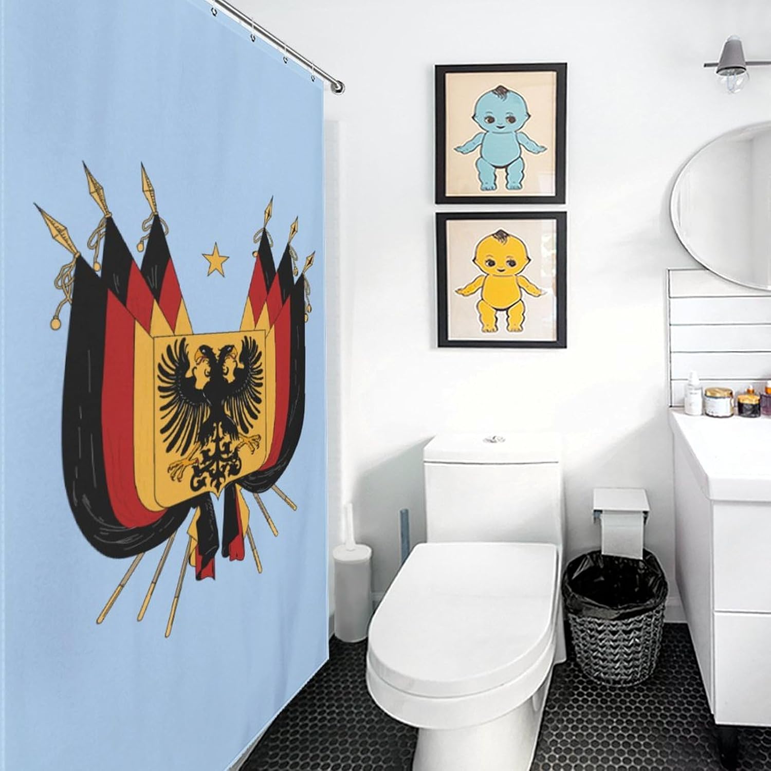 Coat of Arms of Germany Funny Shower Curtains Washable Bath Curtain Liner with Hooks for Bathroom Bath Tubs 36x72Inch（92x183cm）