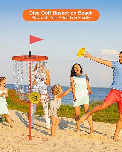 Miniatura 5 de NQV Cestas de golf de disco portátiles con bolsa, 24 objetivos de cadena para práctica profesional en interiores y exteriores
