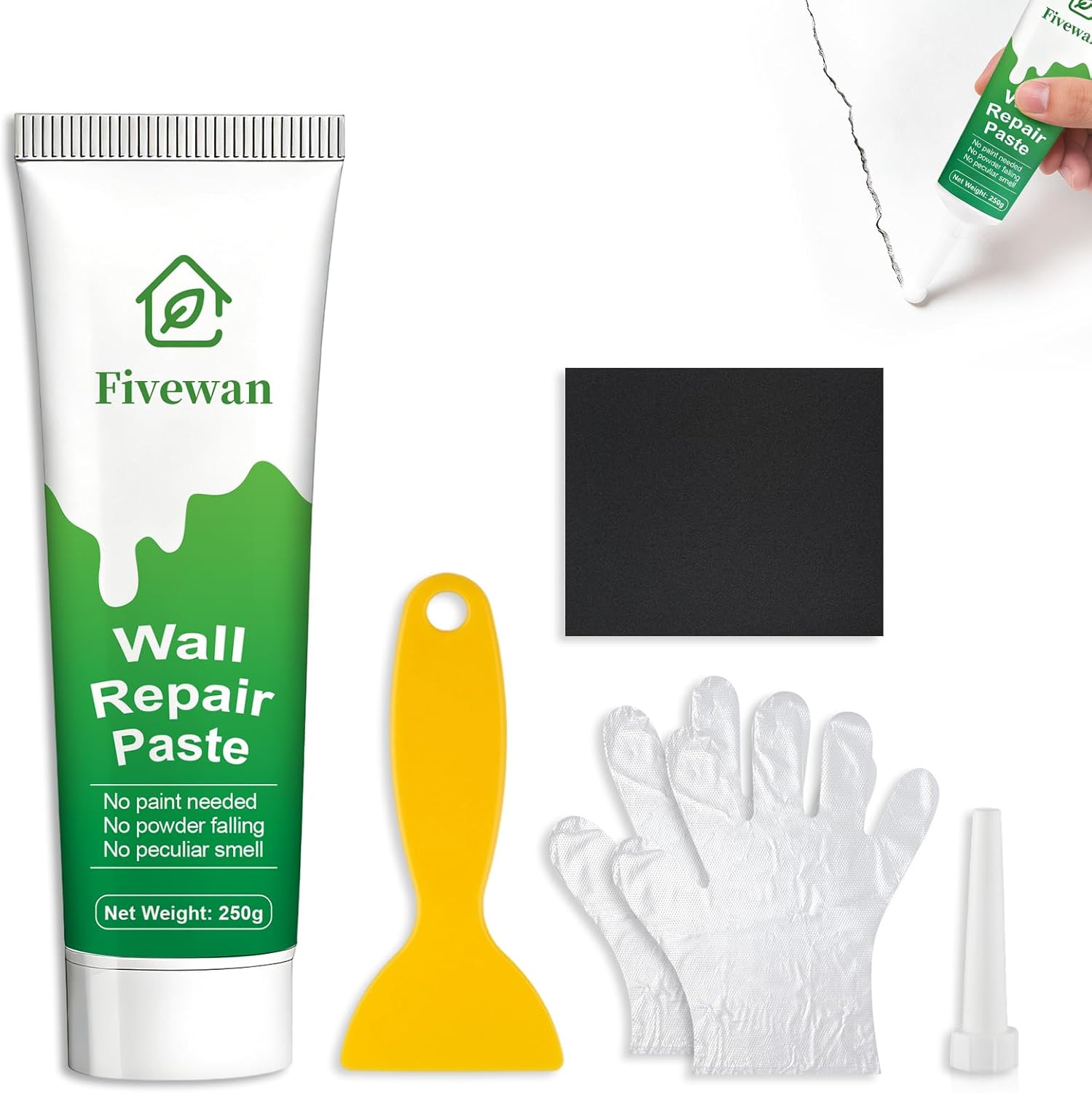 Fivewan Drywall Repair Kit, Wall Mending Agent, Wall Patch Repair Kit with Scraper, Simple Filling of Wall Holes＆Efficient Crack Repair