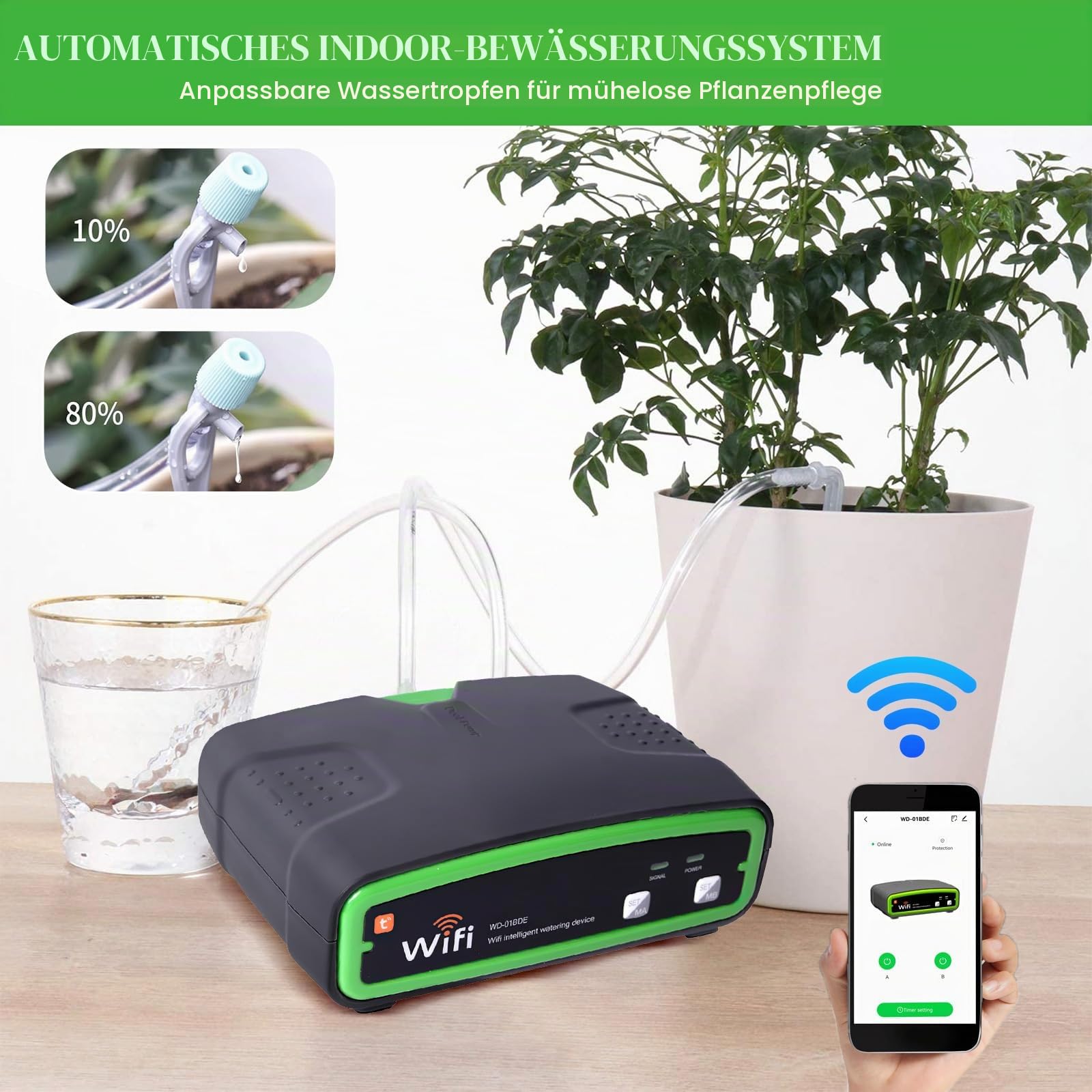 BewäSserungssystem Mit Doppelte Pumpe, Wifi Automatische BewäSserung, Diy TropfbewäSserungsset Gesteuert üBer App, BewäSsern Sie 20 Pflanzen Einmal, FüR Balkon KüBelpflanzen