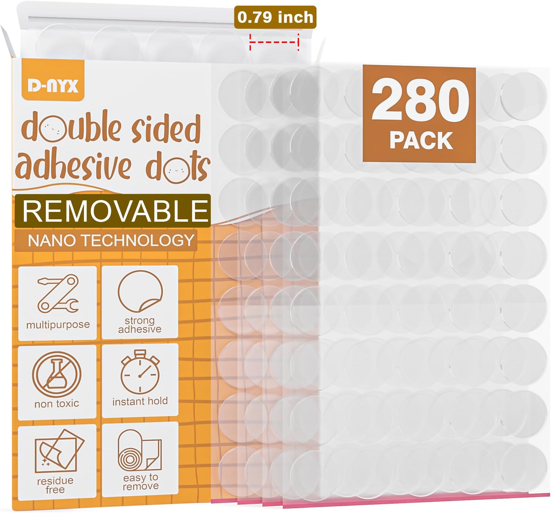 JANYUN 280 Pcs Double Sided Sticky Dot Stickers Removable