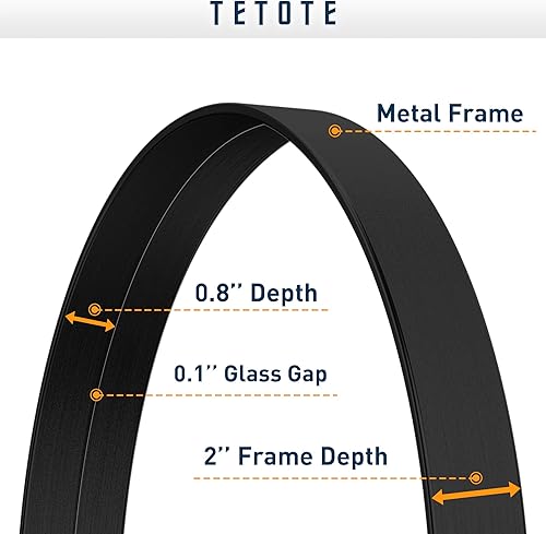 Miniatura 112 de TETOTE Espejo de 60 x 36 pulgadas para baño, espejo de tocador dorado de latón cepillado, espejo de pared grande rectangular con marco de metal Oro