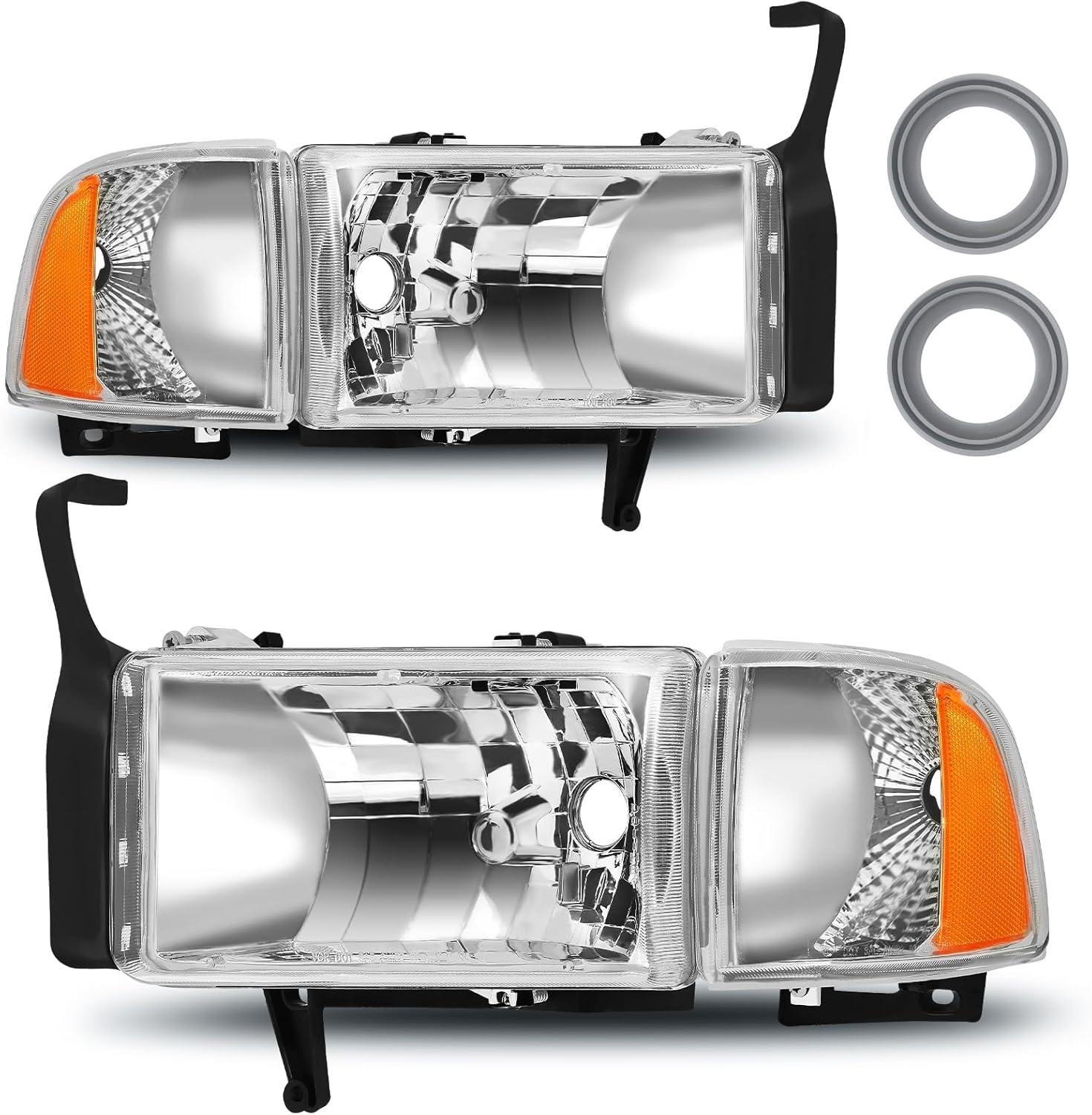 Headlight Assembly Fit For 1994-2001 1994 1995 1996 1997 1998 1999 2000 2001 Dodge Ram 1500 94-01 1994-2001 Dodge Ram 1500/1994-2002 94-02 Dodge Ram Pickup 2500 3500 Headlights