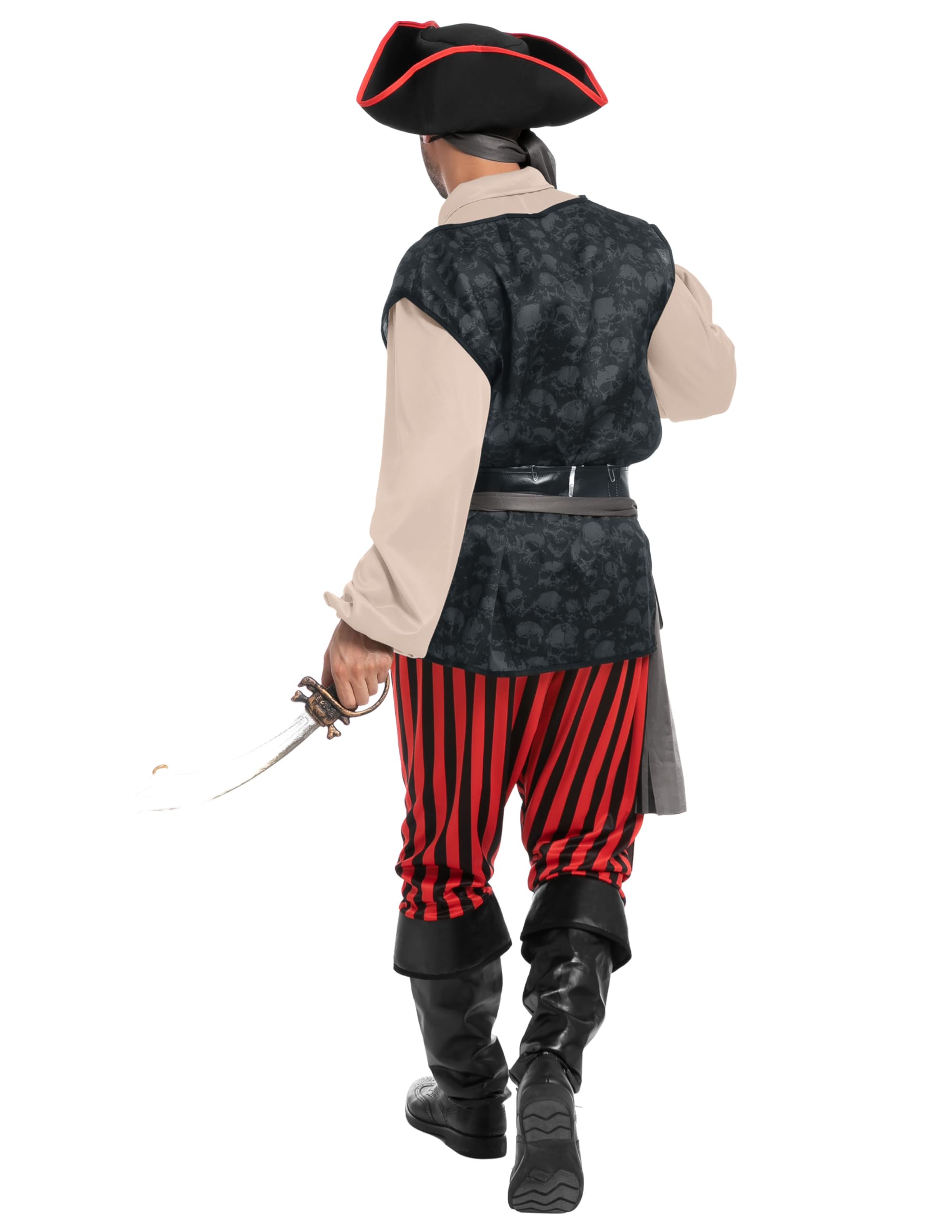 Spooktacular Creations Spooktacular CreationsCostume da pirata da uomo Camicia da pirata per adulti, gilet, pantaloni vichinghi, cappello e accessori per feste a tema cosplay