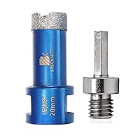 Vista 18 de Broca de núcleo de diamante de 1/4 de pulgada, 2 piezas para baldosas de porcelana, cerámica, mármol, granito, 1 sierra de diamante soldada al vacío
