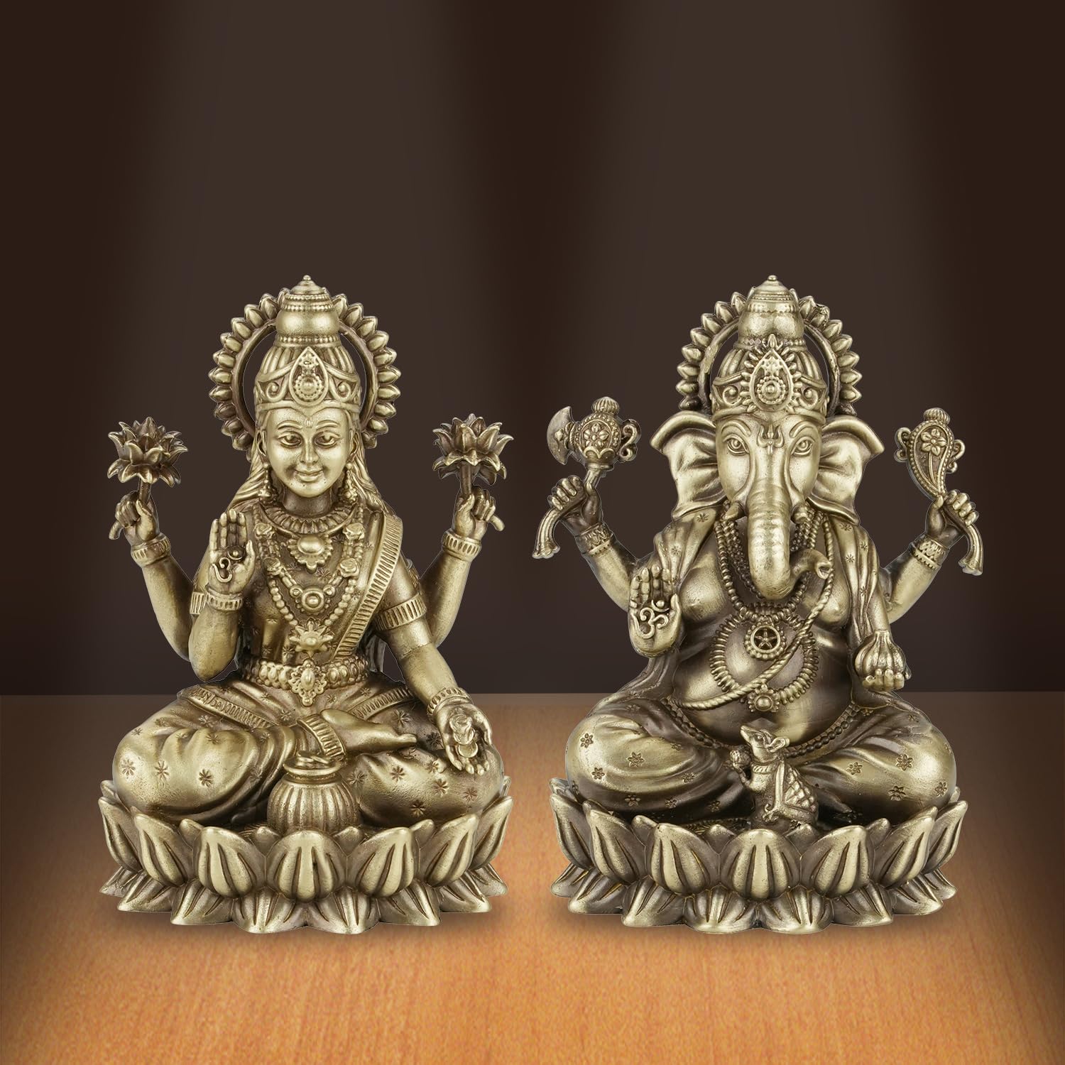 Laxmi Ganesh Brass Idol - Home & Worship Decor -1