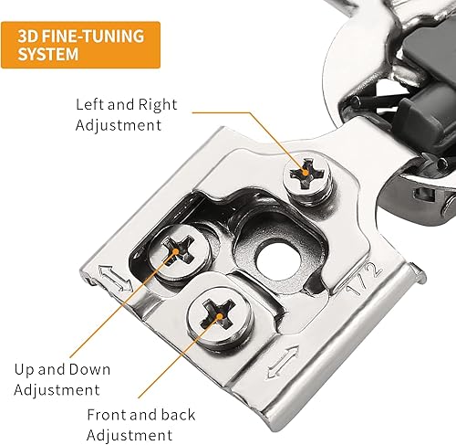 Miniatura 50 de Chibery 50 Pack 1-5/16" Overlay 3D Soft Close Concealed Hinge for Face Frame Door, Smooth Slow Self Closing Hinges, Satin Nickel, Hidden 105° Open