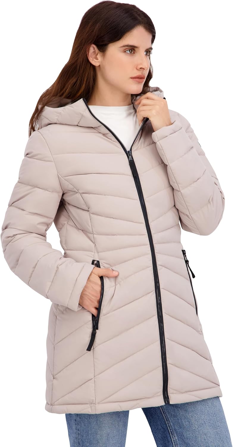 HFX Women's Mid-weight Puffer Jacket – Water-resistant, 4-way Stretch Fabric Insulated Coat