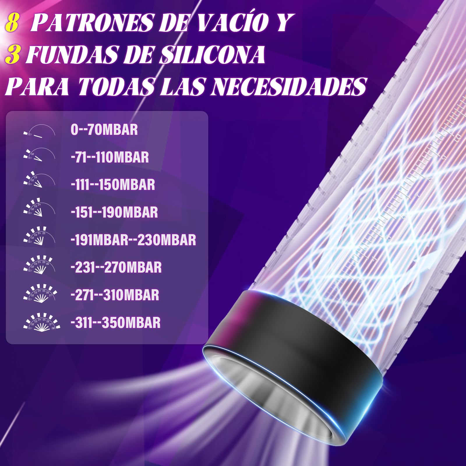 Bomba de Pene Masculino Juguete Sexual Hombre - Bomba de Vacío Eléctrica para Pene con Vagina de Bolsillo 8 Modos de Succión, Masturbador de Erección con 3 Anillos de Silicona