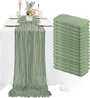 16 Pack Sage Green Cheesecloth Table Runner 10FT Boho Gauze Cheese Cloth...