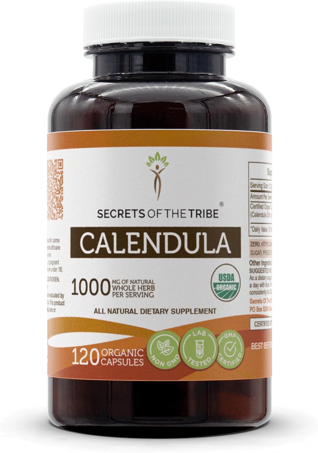 Secrets of the Tribe Calendula 120 Capsules, 1000 mg, USDA Organic Calendula Officinalis Dried Flower (120 Capsules)