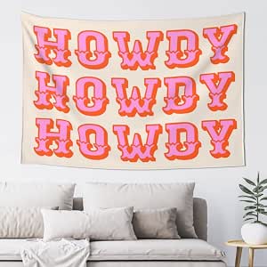 EAGSTS Arazzo Howdy Carino Vintage - Decorazione Da Parete In Poliestere Per Camera Da Letto, Con Clip E Ganci - 3