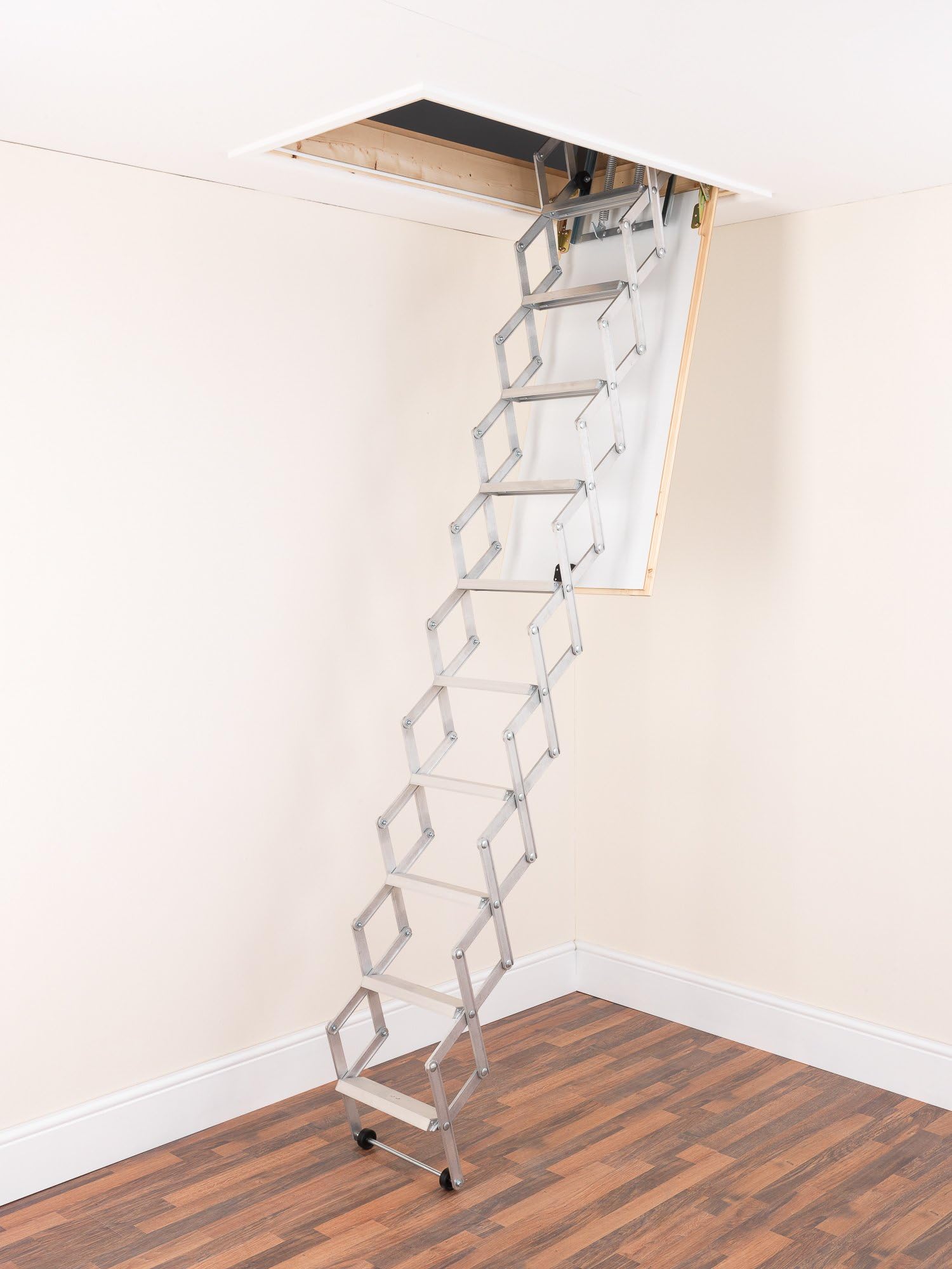 ALUFIX 10Tread Concertina Loft Ladders Ideal for Tiny attic Spaces