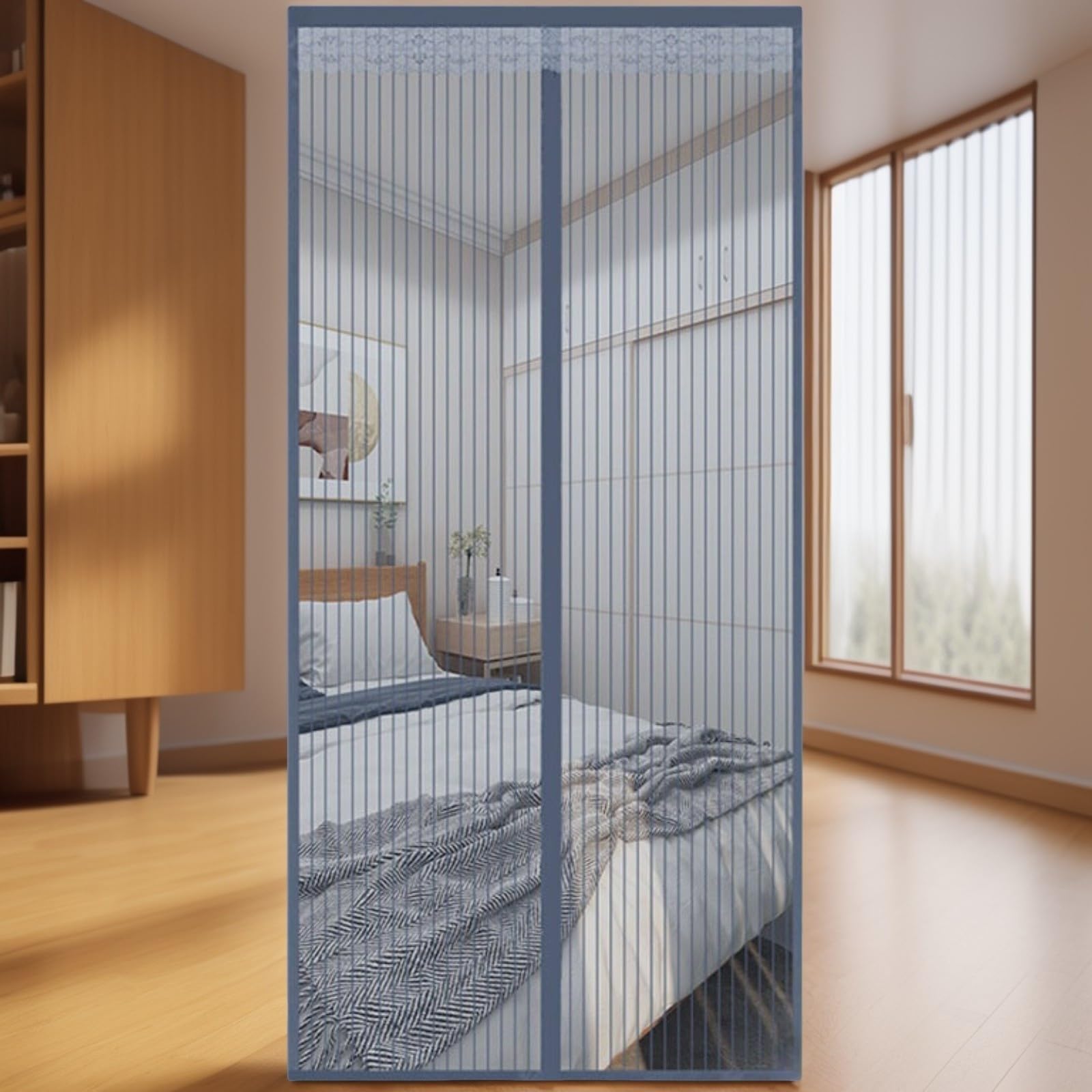 Moustiquaire porte magnétique grise W80xH205 pour salon