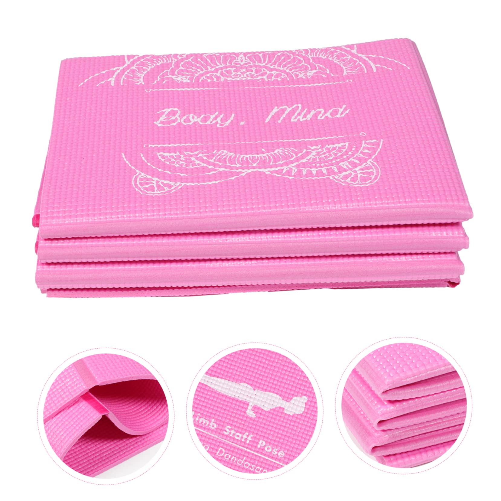 Toyvian Klappbare Yoga Matte Rutschfeste Fitnessmatte Tpe für Frauen mit Tragetasche für Yoga Fitness und Mittagsschlaf