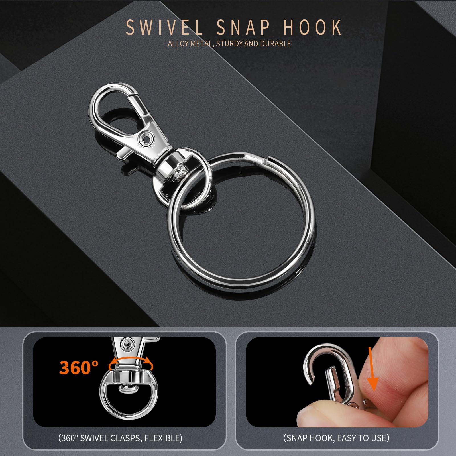 40 PCS Swivel Lobster Clasps, Key Ring Hoop, Keyring Making Kit 20pcs Lobster Clasps and 20pcs Keyring - Image 4