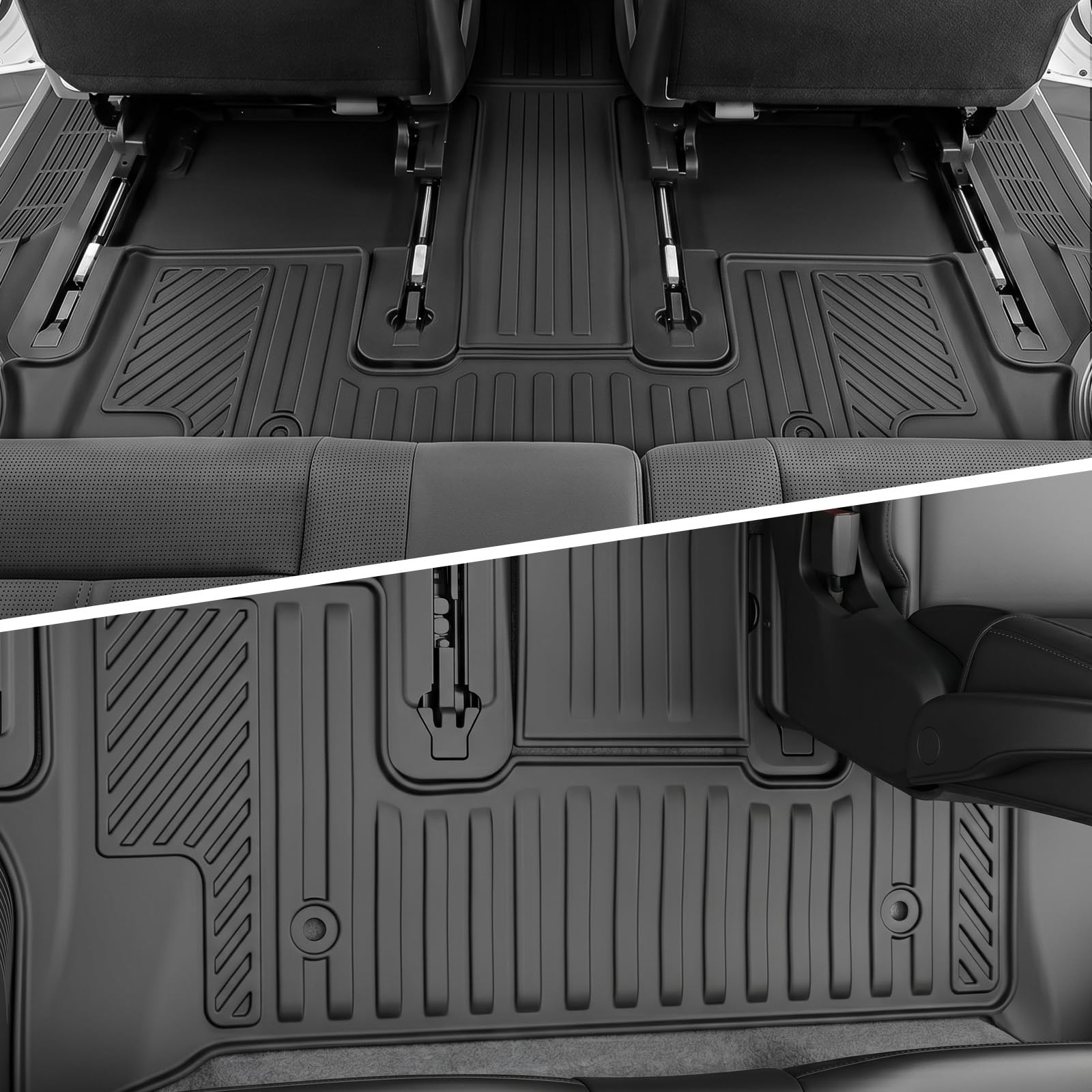 Auxko Allwetter-Fußmatten, Cargo-Matte mit Rückenlehnen-Matte für Kia Telluride 2027, nur Gas, Ganzjahreszubehör, TPE-Zubehör, geruchlose, rutschfeste Bodeneinlagen, Kofferraumwanne mit Rücksitzschutz