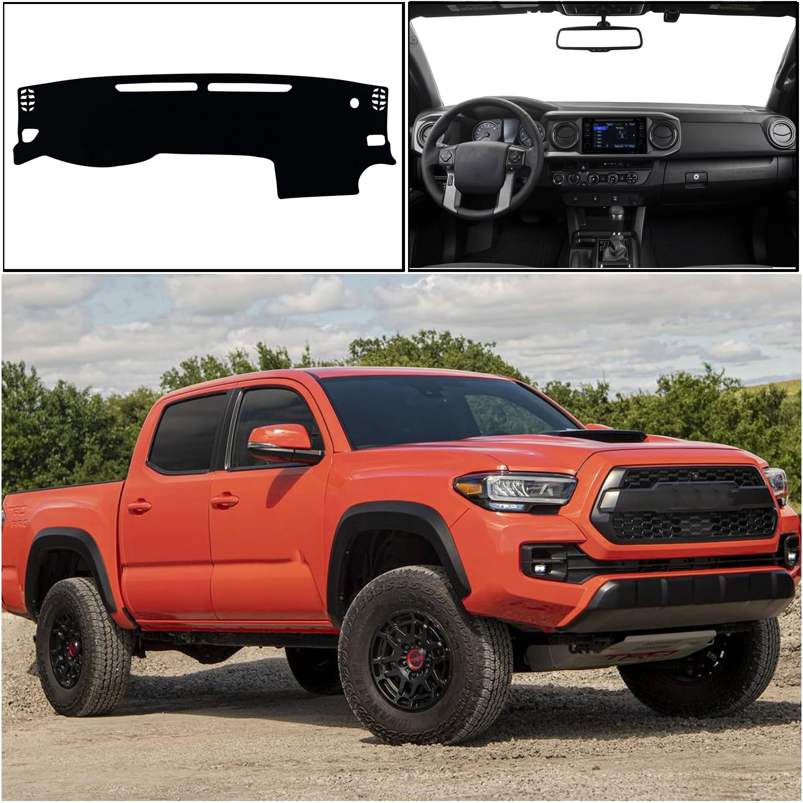 Dashboard Cover For 2016-2023 Toyota Tacoma – Polyester Non-Slip UV Protector Dash Mat