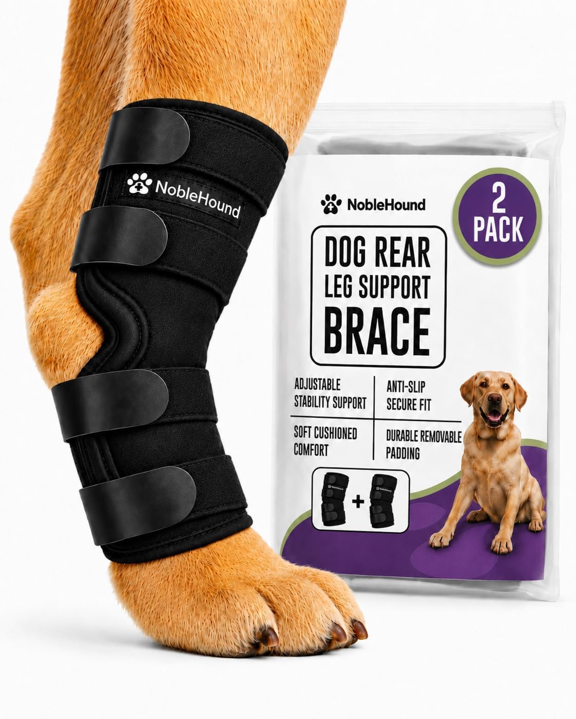 Joint Compression Wraps – Dog Rear Leg Brace, ACL Brace and Hind Cast – Adjustable Support for Weak Legs, Rear Support Sling, Dog Knee Braces for Back Leg-Hock (Small)
