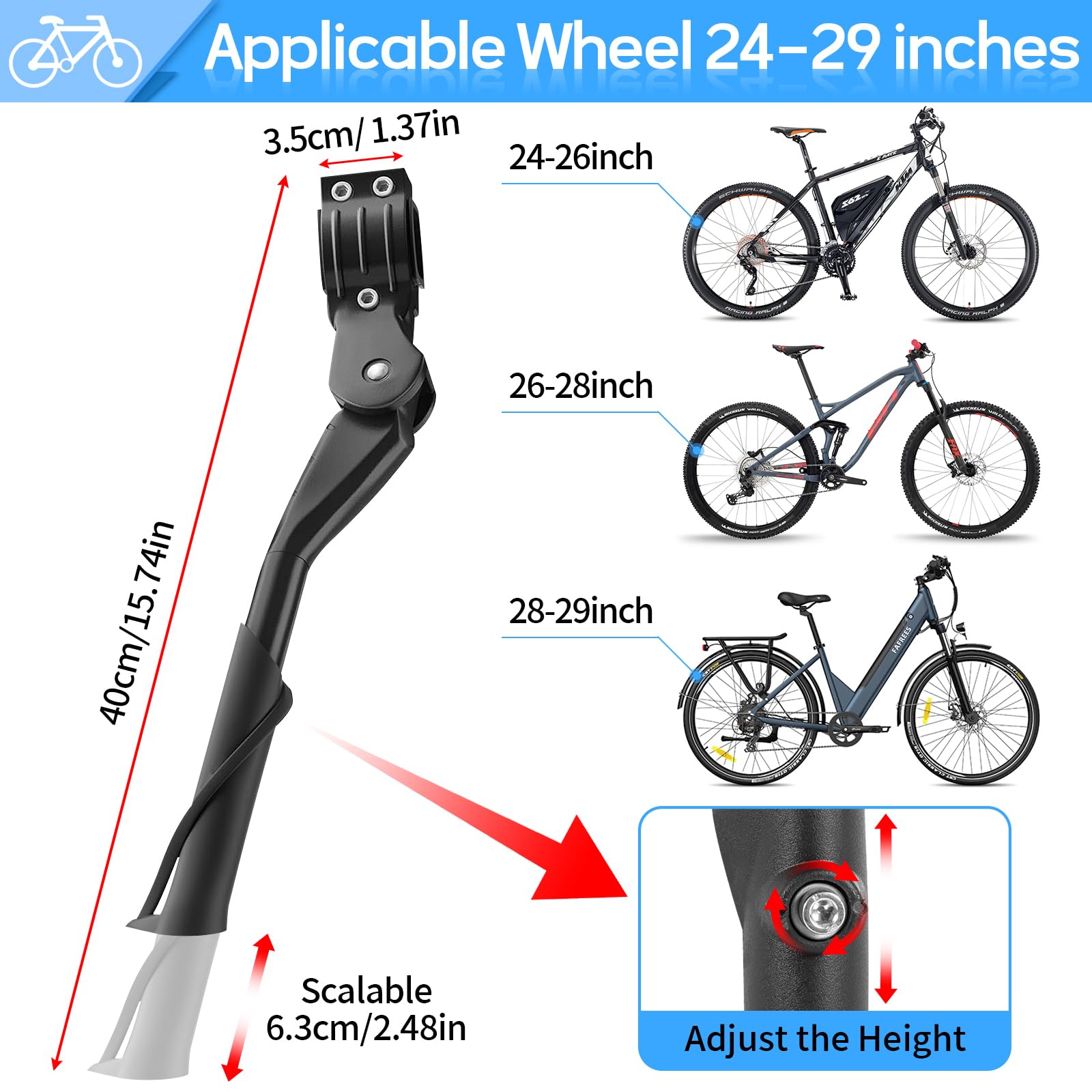 ROELLY Cavalletto per Bicicletta Regolabile In Altezza da 24-29 Pollici, Lega di Alluminio Addensata, Antiscivolo, Adatto per Mountain Bike e Biciclette Elettriche