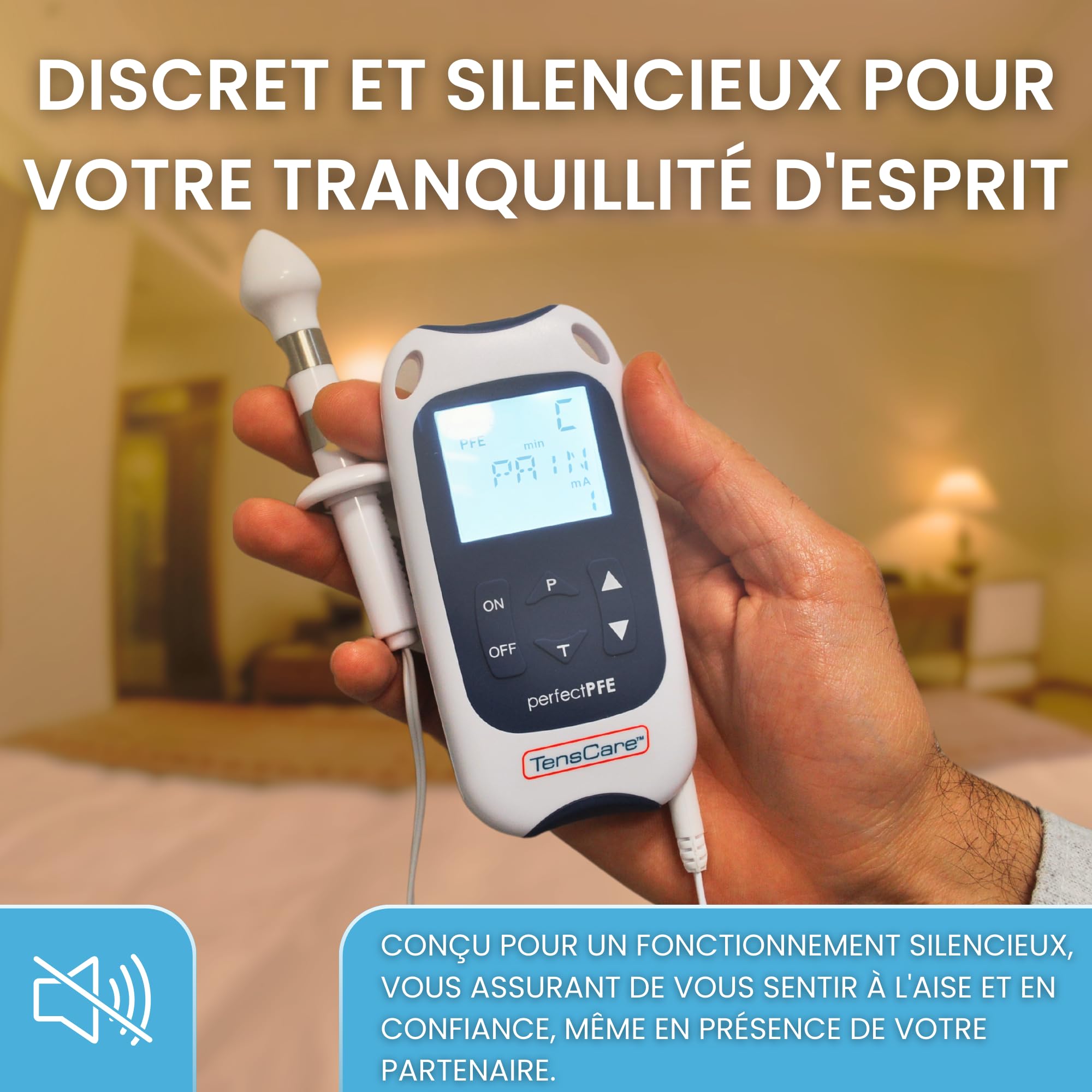 TensCare Perfect PFE MEN – Appareil d’Électrostimulation pour Hommes | Traitement de l’Incontinence, Douleurs Pelviennes et Renforcement du Plancher Pelvien