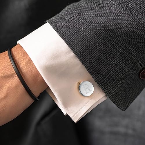 Miniatura 7 de Diamday Cuff Links and Tie Clips Set Personalized Cufflinks for Men Silver Gold Initial Cufflinks Men's Link Shirt Studs Tie Letter Tie Clips and