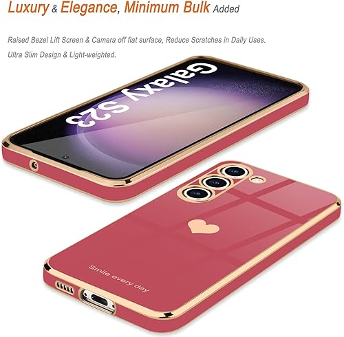 Miniatura 4 de Teageo Funda para Samsung Galaxy S23 para mujeres y niñas, lindo corazón de amor, cubierta trasera suave, protección completa de la cámara,