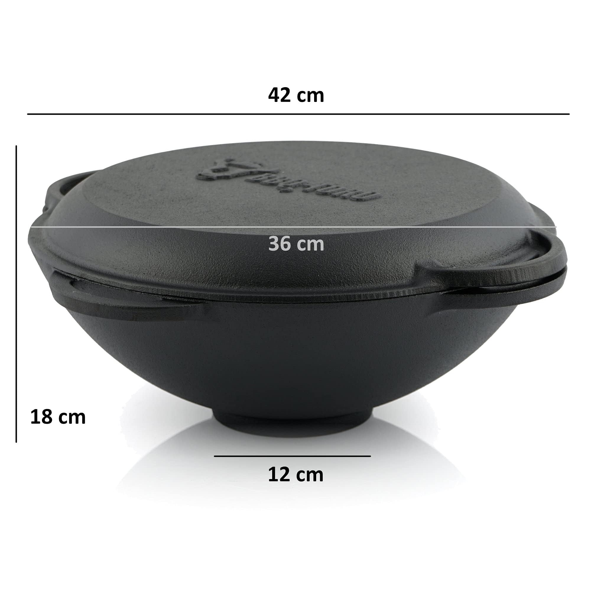 BBQ-Toro Kazan de 12,1 L con Tapa + Kazan Estufa Ø 35 cm | Olla de Hierro Fundido para Estofados | Estufa de Camping Utschag | Cocina Exterior, Horno de Gulash | Horno de Fuego, Caldera, Chimenea
