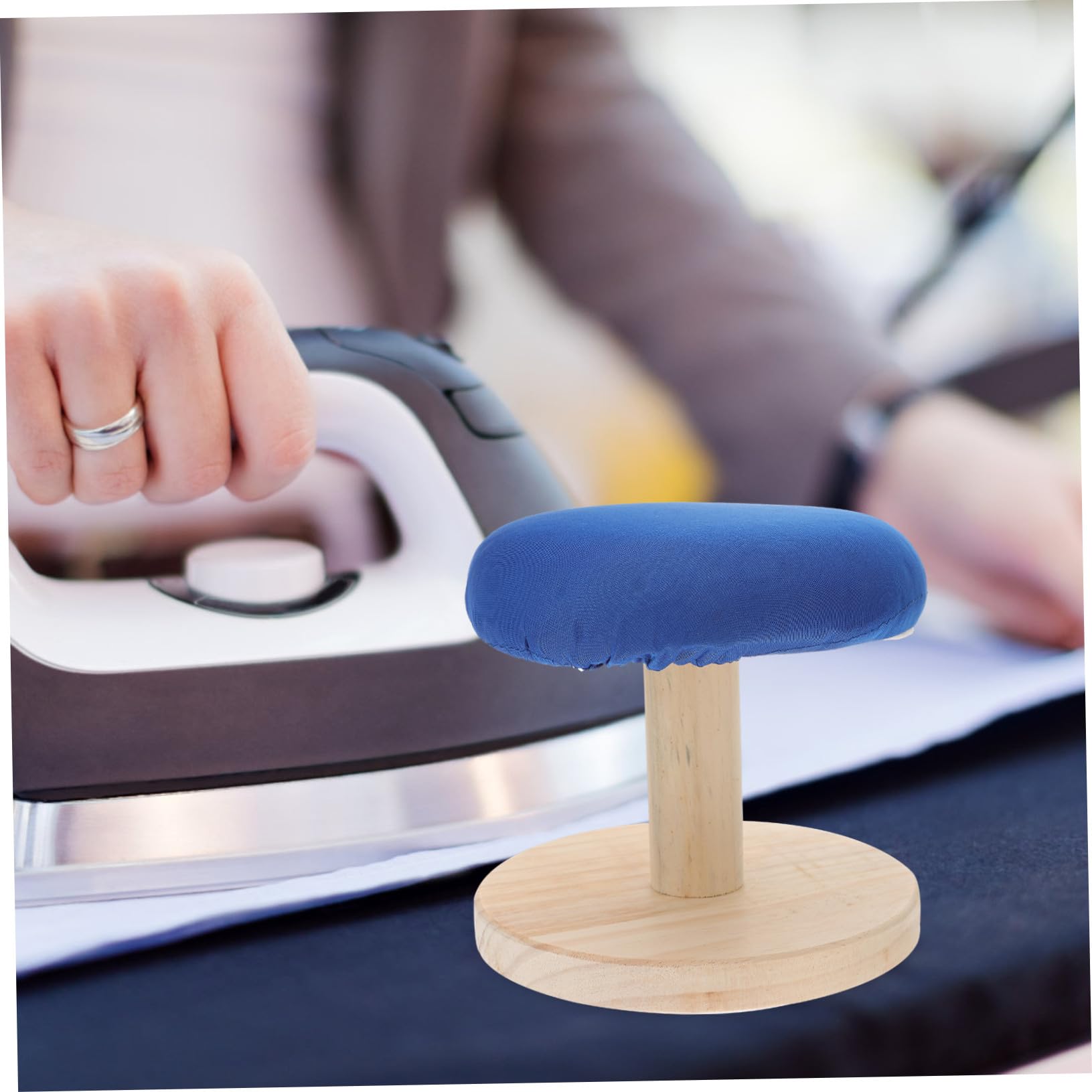Taburete de Planchado Redondo Compacto con Base de Madera Estable y Almohadilla Aislante para Hogar Herramienta Práctica para Planchar y Costura