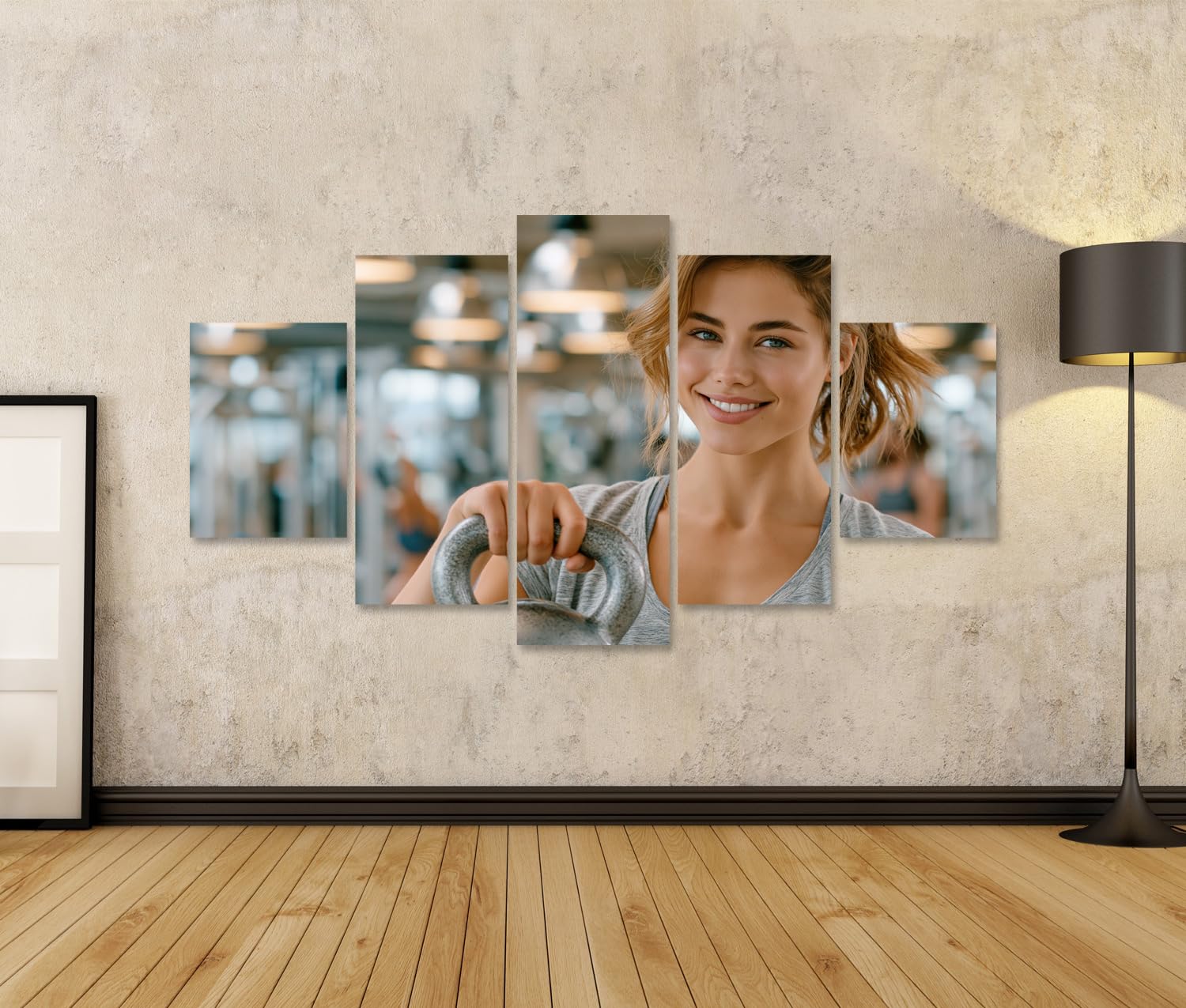 islandburner Quadro su tela, motivo: fitness motivazionale per la palestra in casa, per gli appassionati di sport, 5 pezzi
