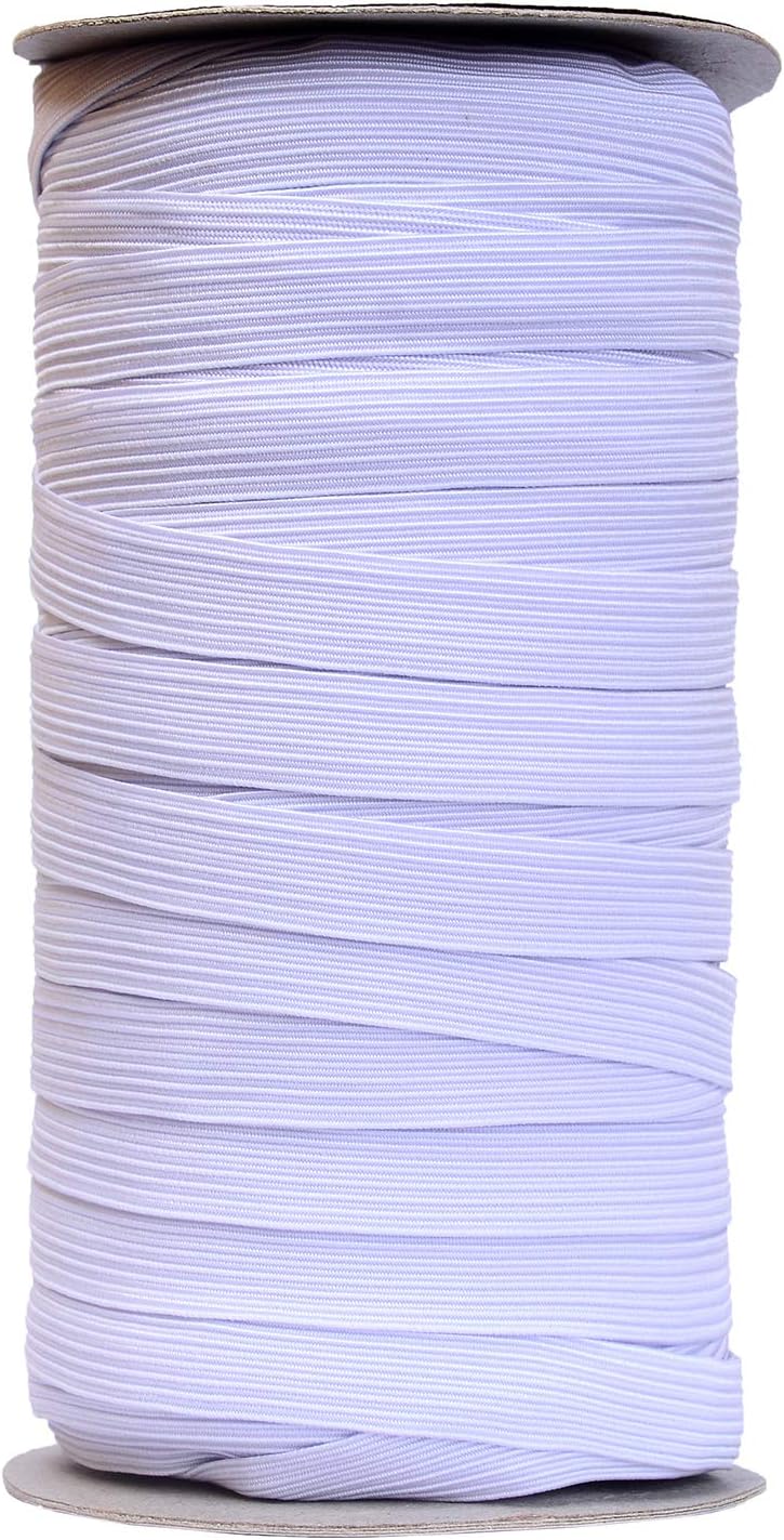 50 Yards Length 1/2" Width Flat Elastic Band for Sewing Stretch Elastic Cord for DIY Projects, Arts & Crafts (White)