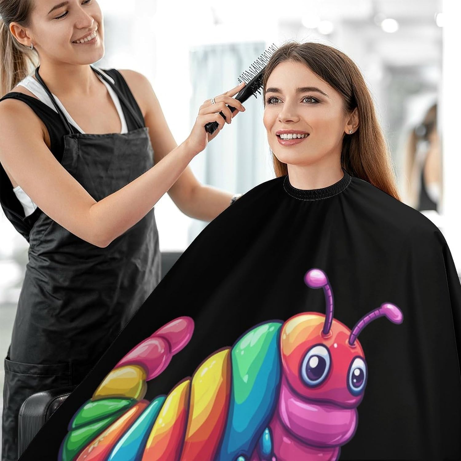 Colorful Slug Caterpillar Barber Cape Professional Hair Cutting Apron Hairdresser Cape for Men Women