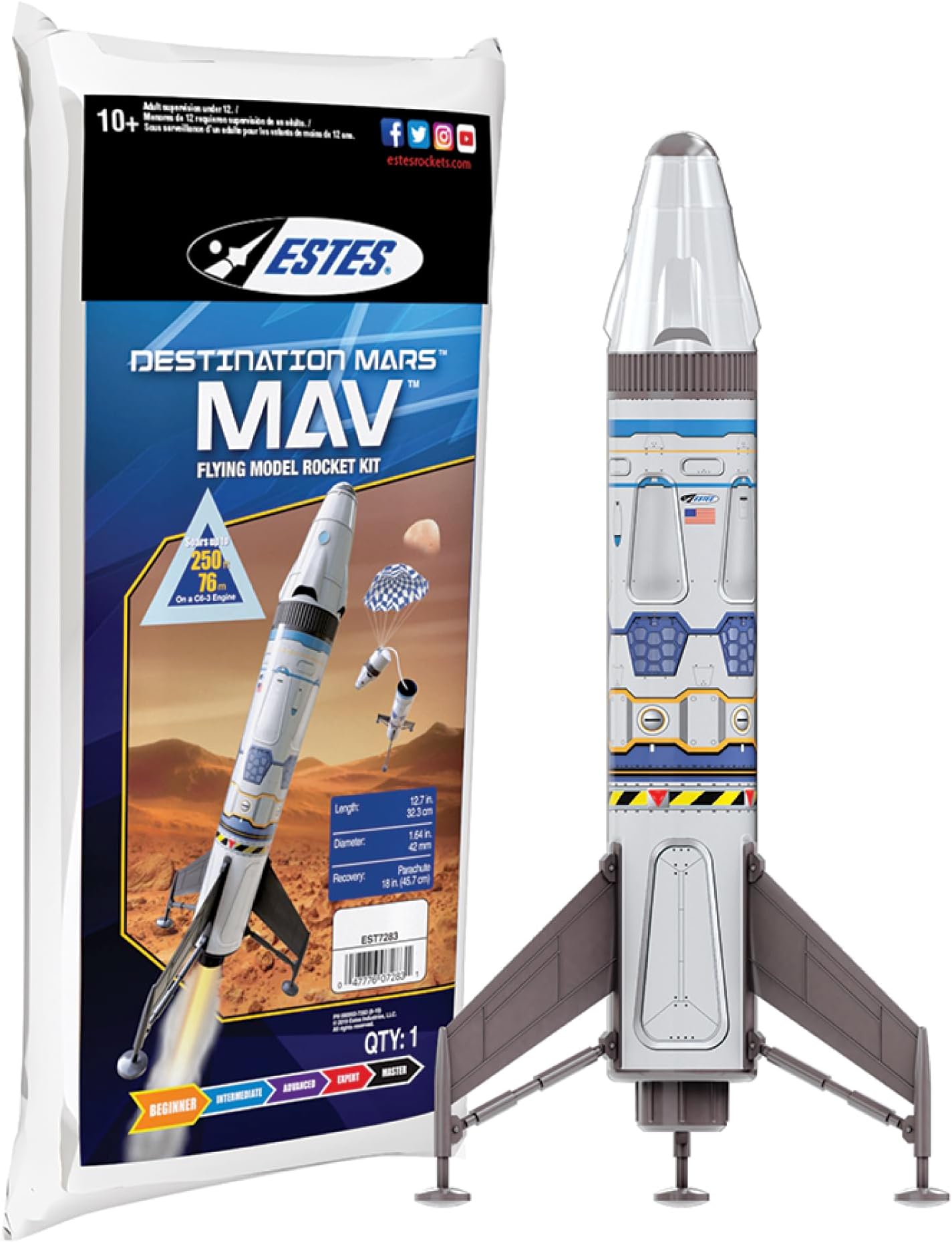 Mav Flying Model Rocket Kit 7283 | Ready to Fly Beginner Rocket, Multi
