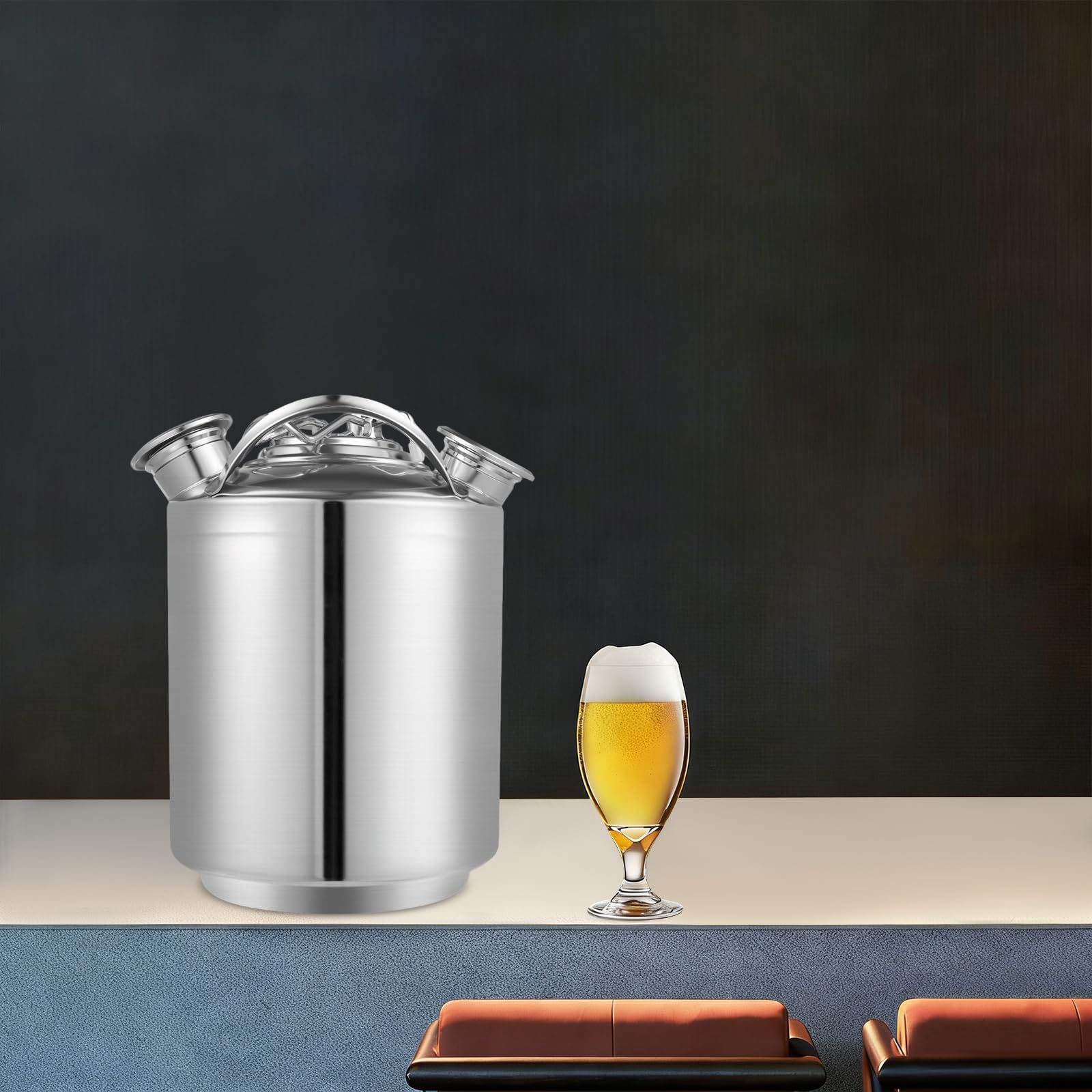 Bier Reinigungsfass 10L Edelstahl Zapfanlagen Reinigungsset | 3-Kopf Reinigungsbehälter mit Deckel Keg-Spießen A & S Bierleitungsreiniger für Zapfanlage Milchteemaschine Melkmaschine