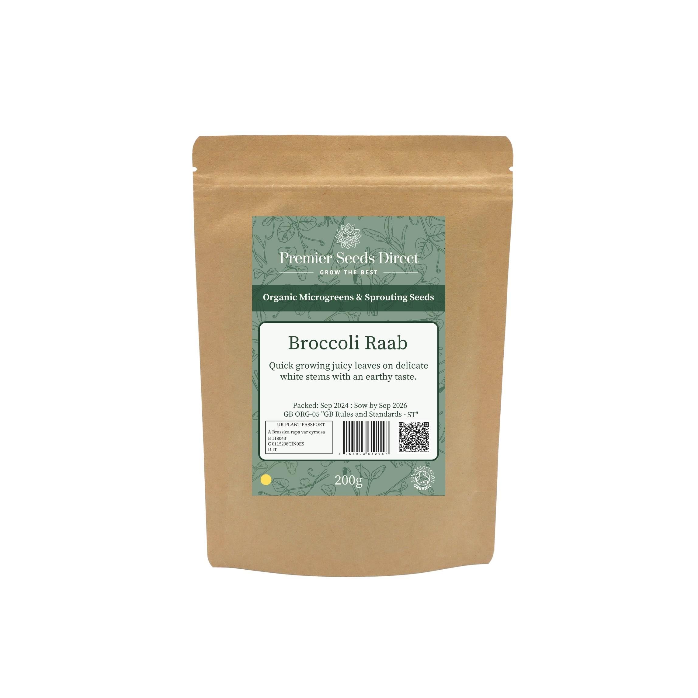 PREMIER SEEDS DIRECT - MICROGREEN/Sprouting Seeds - Broccoli RAAB - Organic (400 Grams)