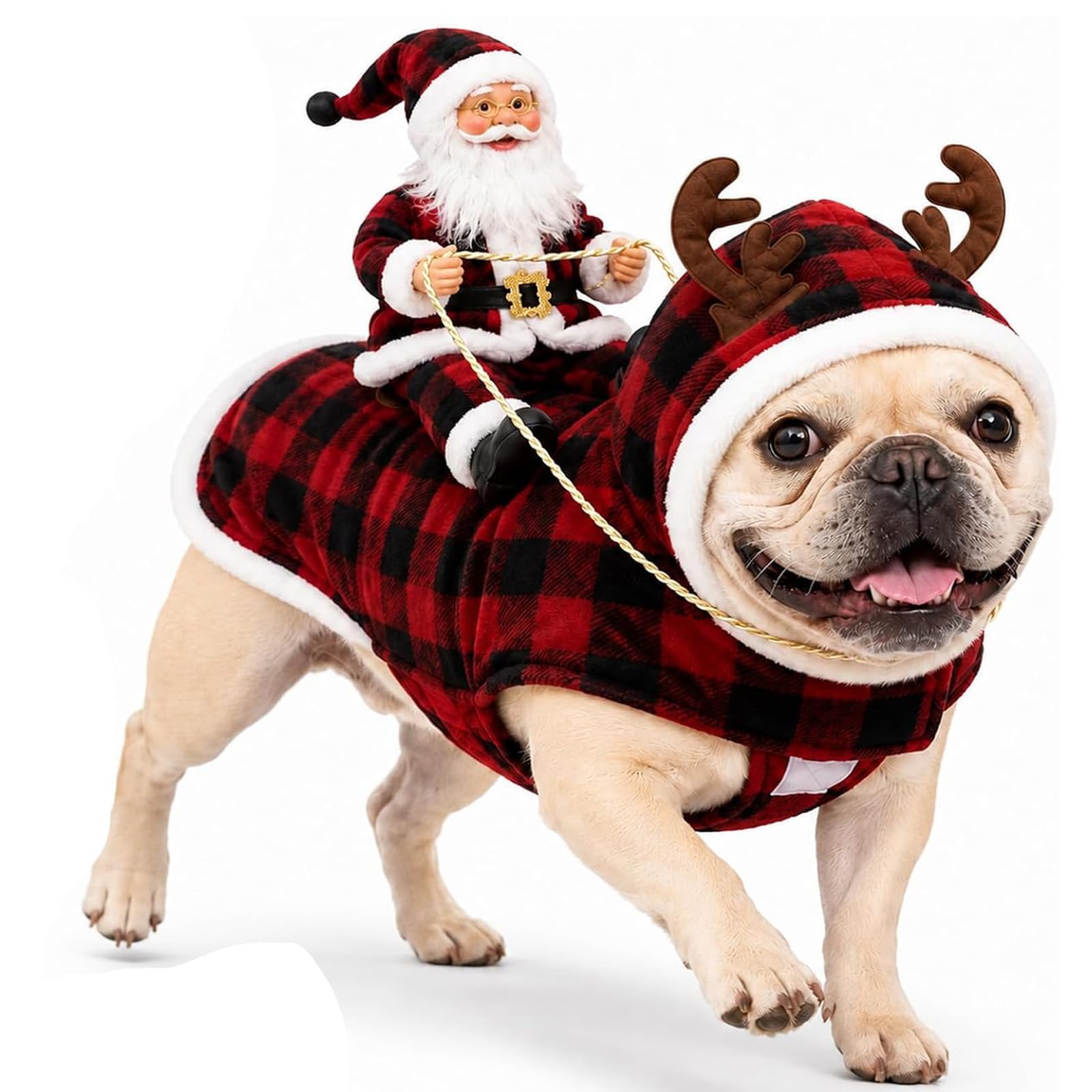 Santa Rider Pet Christmas Costume Adjustable Dog Christmas Outfit (#F,XL)