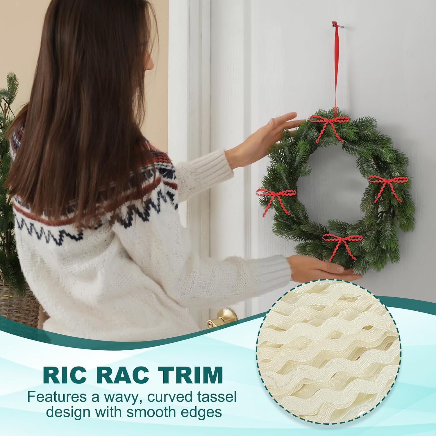 PATIKIL RIC Rac Trim 5mm 28 Yard Rick Rack Lace Ribbon,Beige image 4