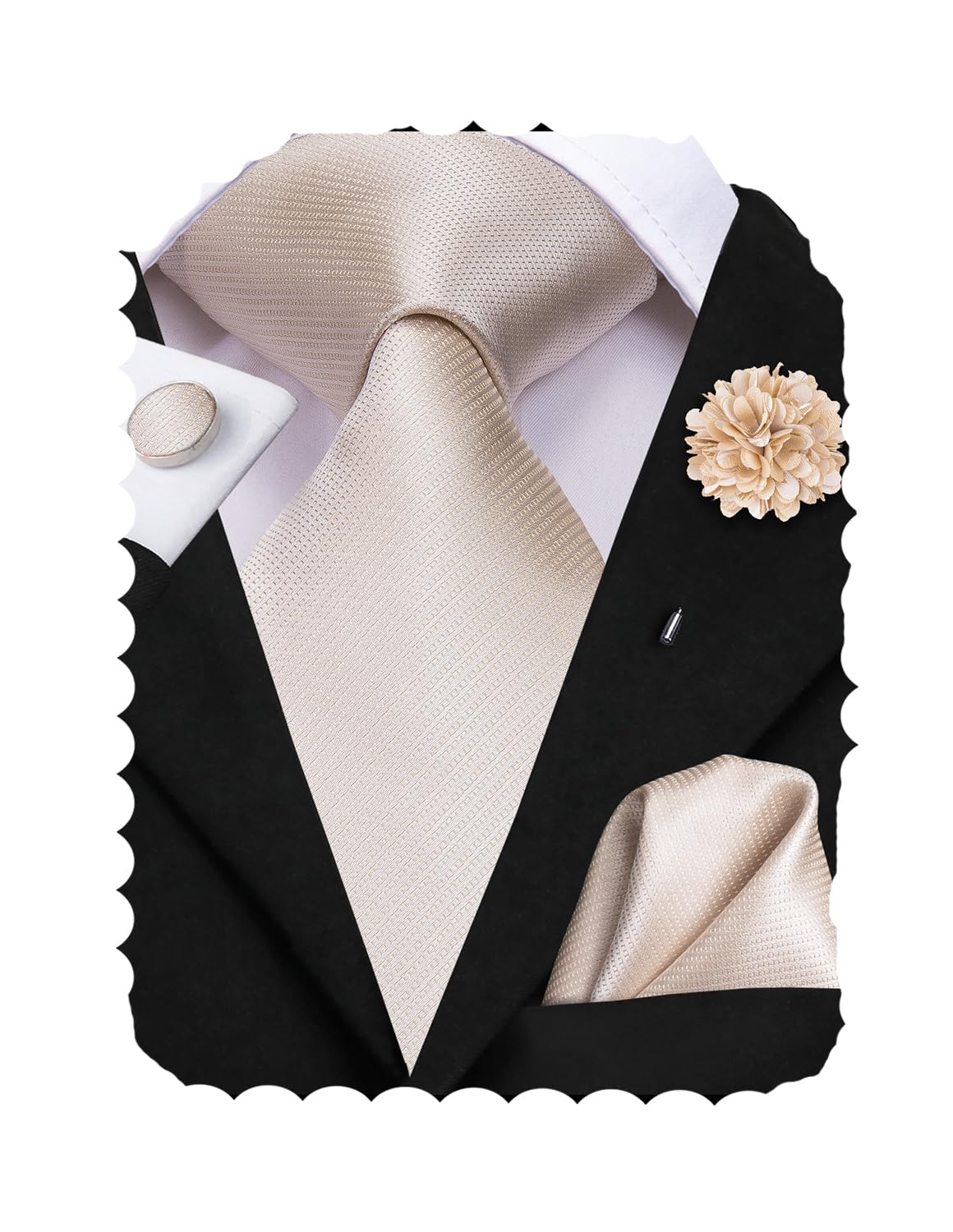 Hi-Tie Herren-Krawatten-Set Seiden-Paisley-Streifen-Einheitskrawatte mit Blumen-Lapelpin-Set