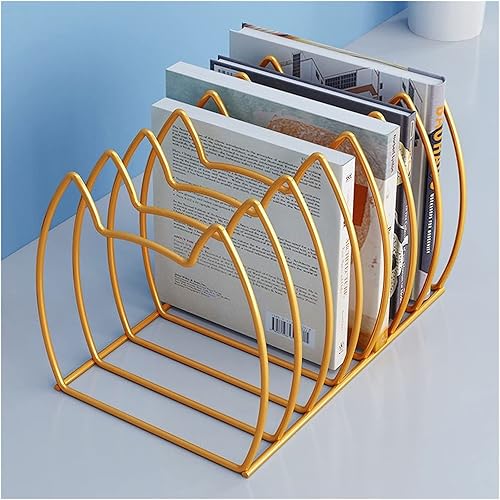 TOMYEUS Estantería geométrica moderna para libros, estante de almacenamiento moderno con marco de metal, estantería pequeña para sala de estar,