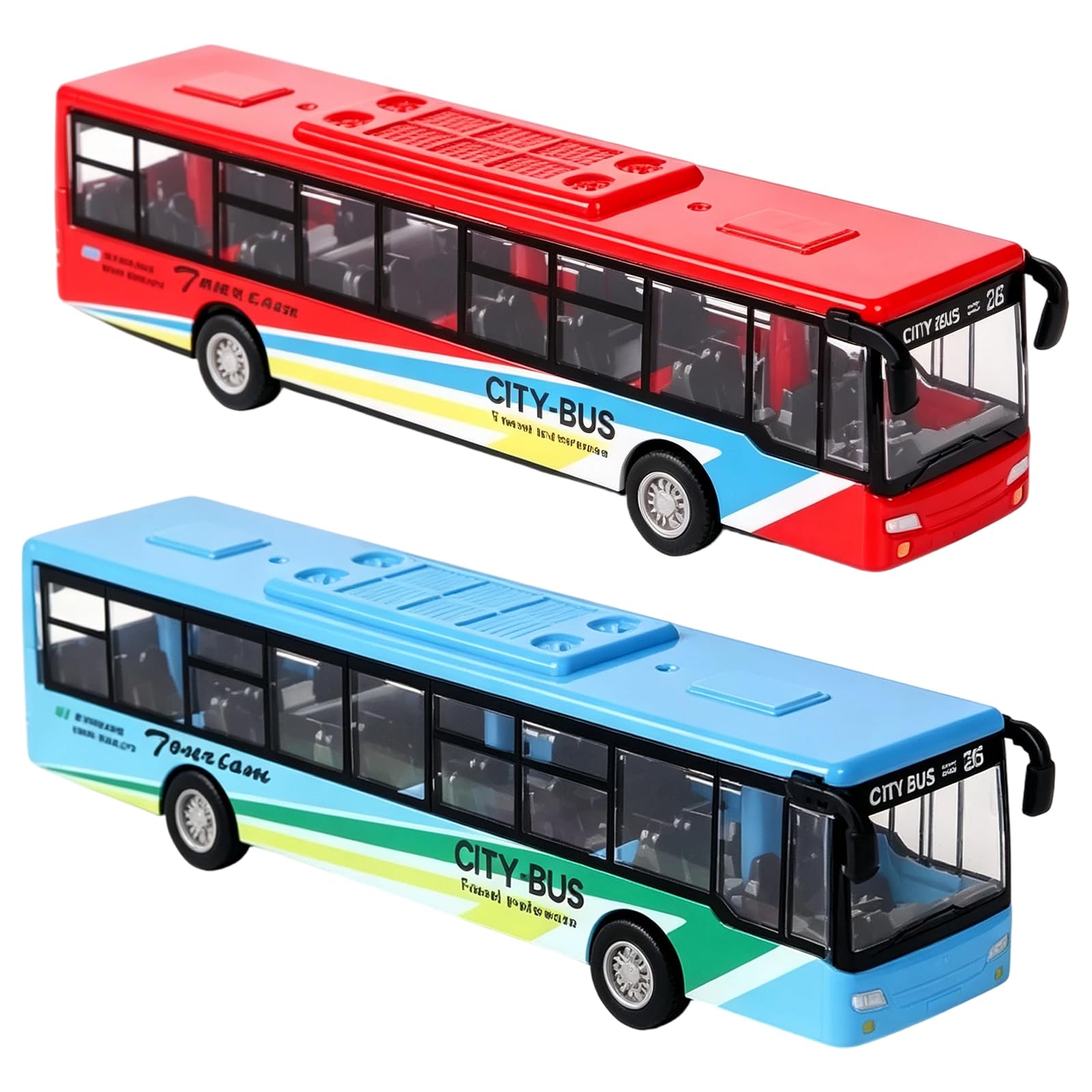 ZPSCXQ 2 PCS Toy Buses, Double Decker Bus Toy and Red Bus Toy, Pretend Play Educational Toys for Preschool Children, Urban Transportation Model with Compact 15x3.5x4 cm Dimensions