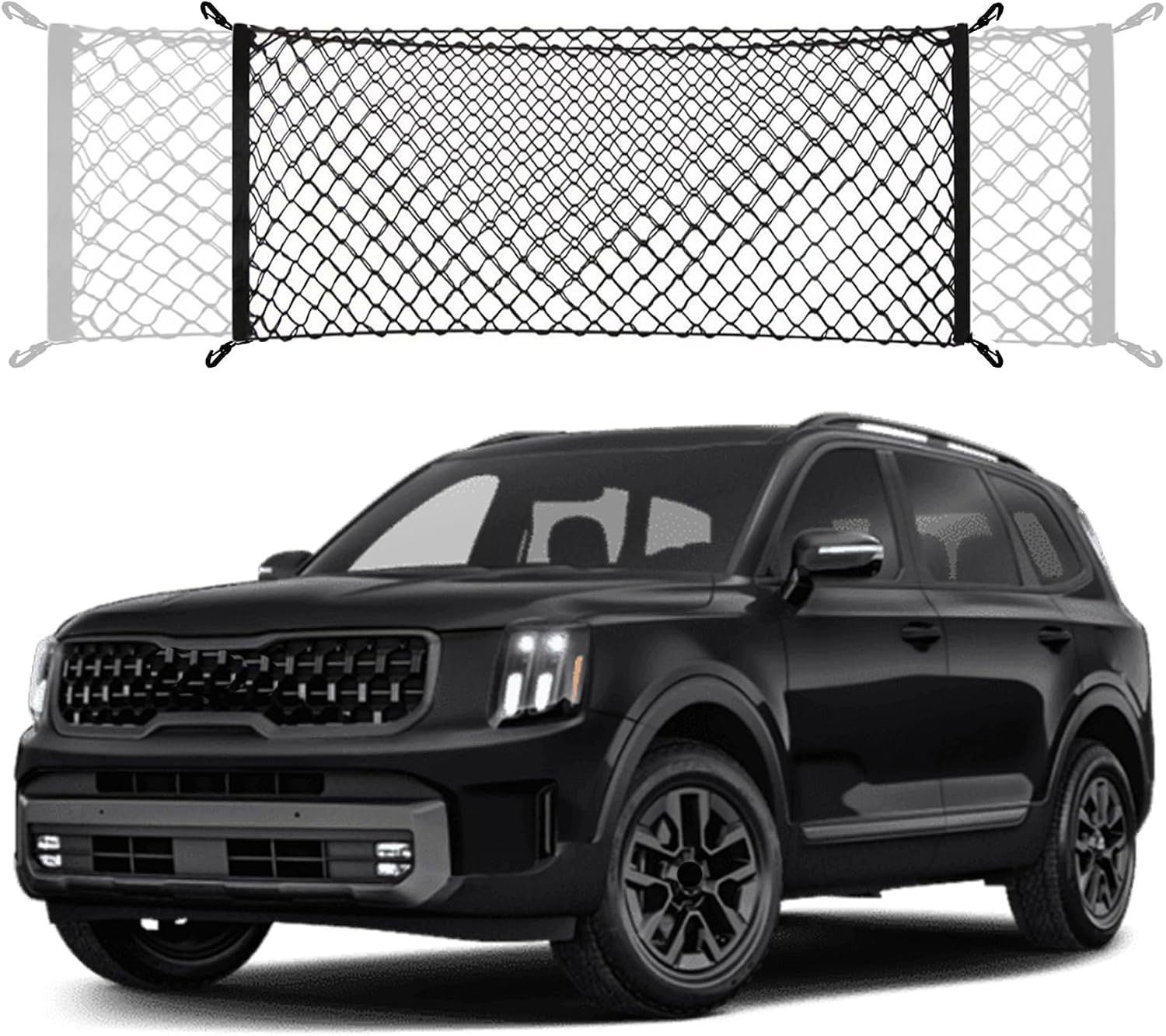 Envelope Style Trunk Cargo Net Compatible with Jeep Grand Cherokee New 2026 2025 2024 2023 2022, Grand Cherokee L 2026 2025 2024 2023 2022 (5 &7 Seats) SUV Nylon Car Rear Mesh Tailgate Netting