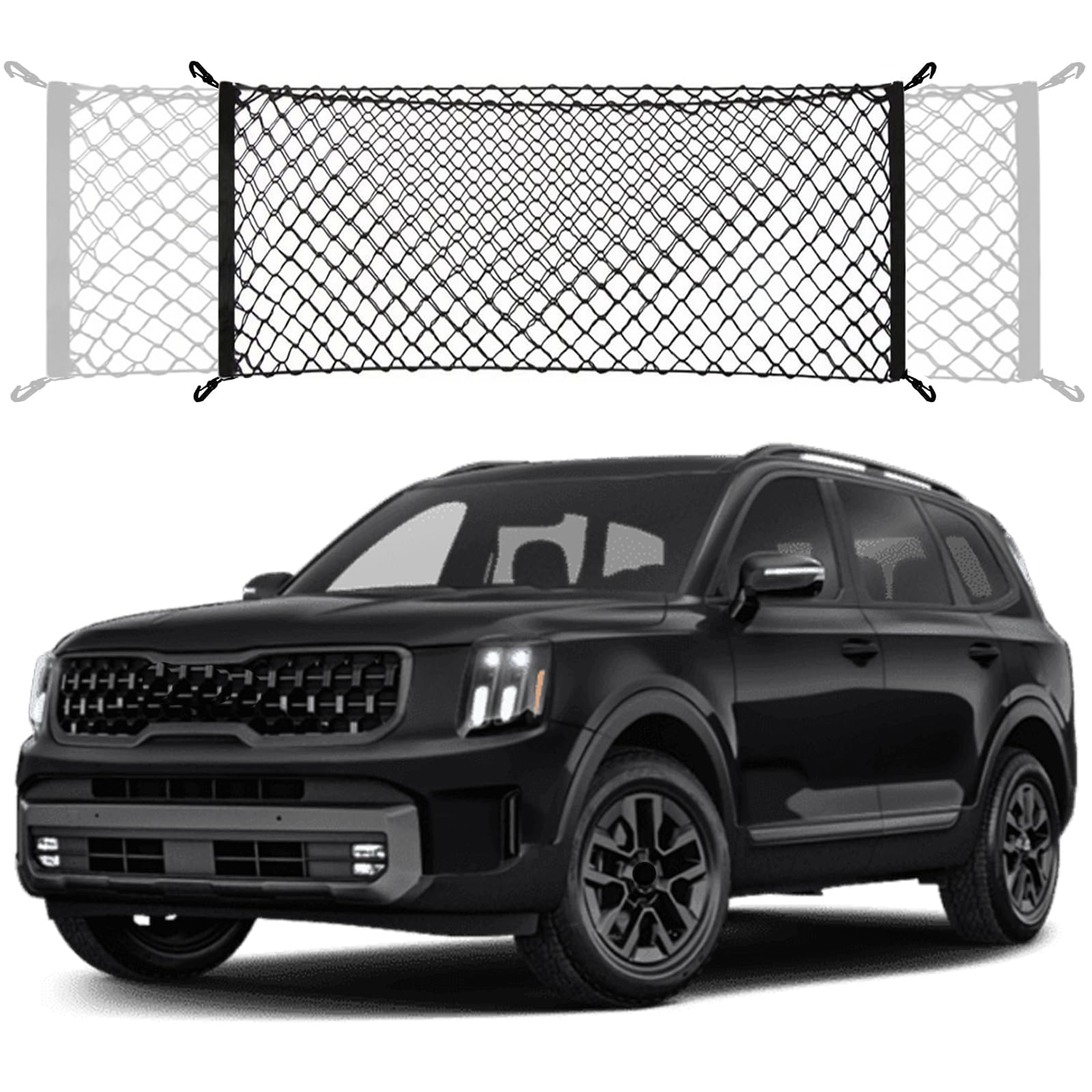 Envelope Style Trunk Cargo Net Compatible with KIA Telluride New 2026 2025 2024 2023 2022 2021 2020 Car Rear Nylon Mesh Tailgate Netting
